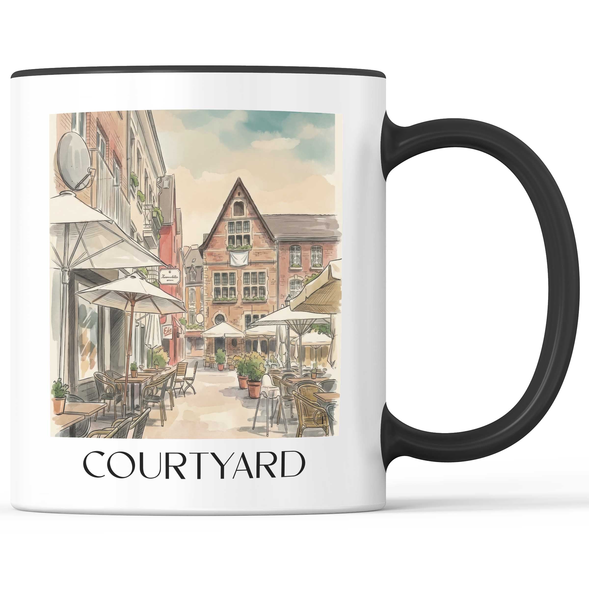 Hof Kaffeebecher - Aachen - Deutschland Becher - Kaffeetasse im Aquarell Stil - favplace