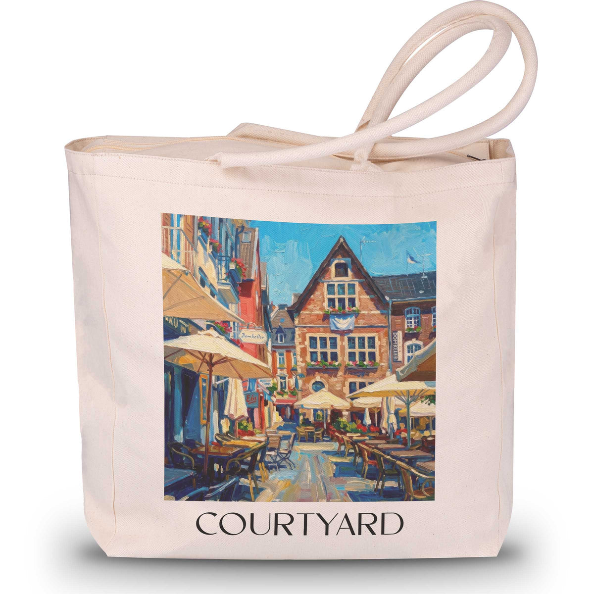 Hof Shopping Tasche - Aachen - Deutschland Tote Bag - Einkaufstasche im Ölgemälde Stil - favplace