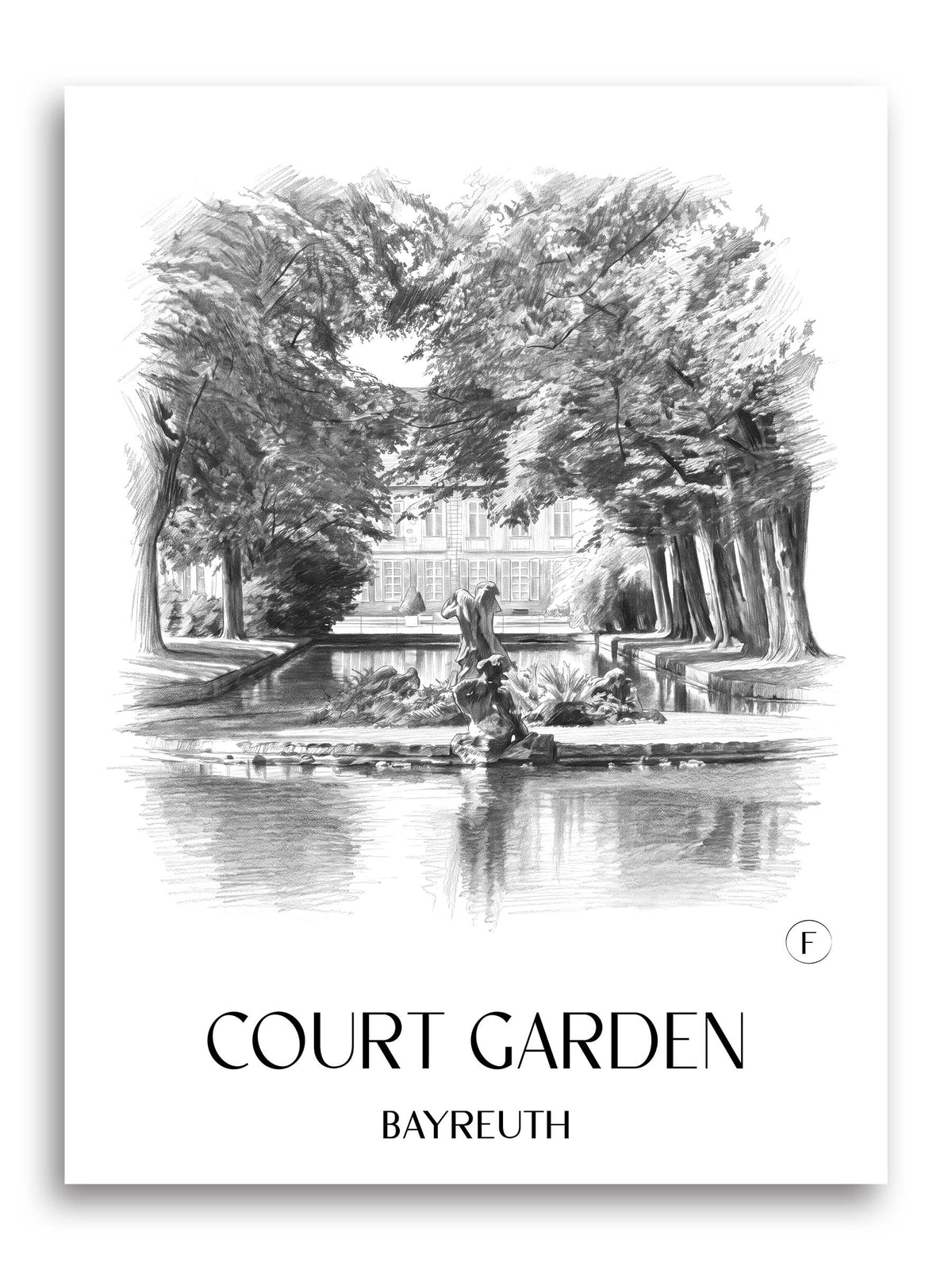 Hofgarten Poster - Bayreuth - Deutschland Kunstdruck - Zeichnung von A4 bis A1 - favplace