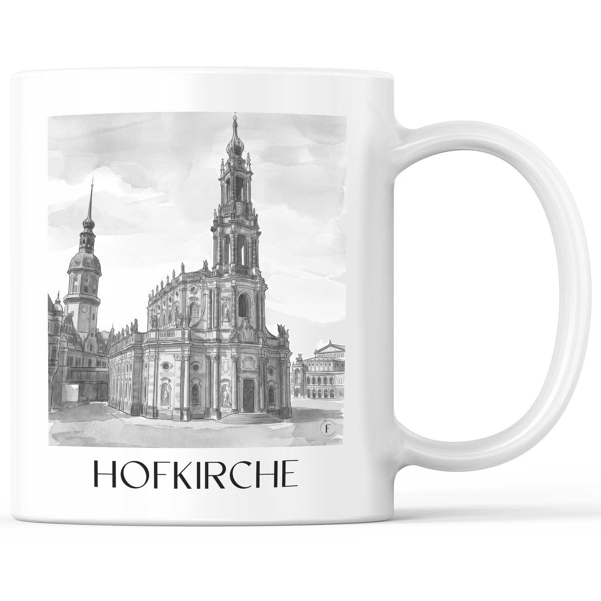 Hofkirche Kaffeebecher - Dresden - Deutschland Becher - Kaffeetasse im Aquarell Schwarz-Weiß Stil - favplace