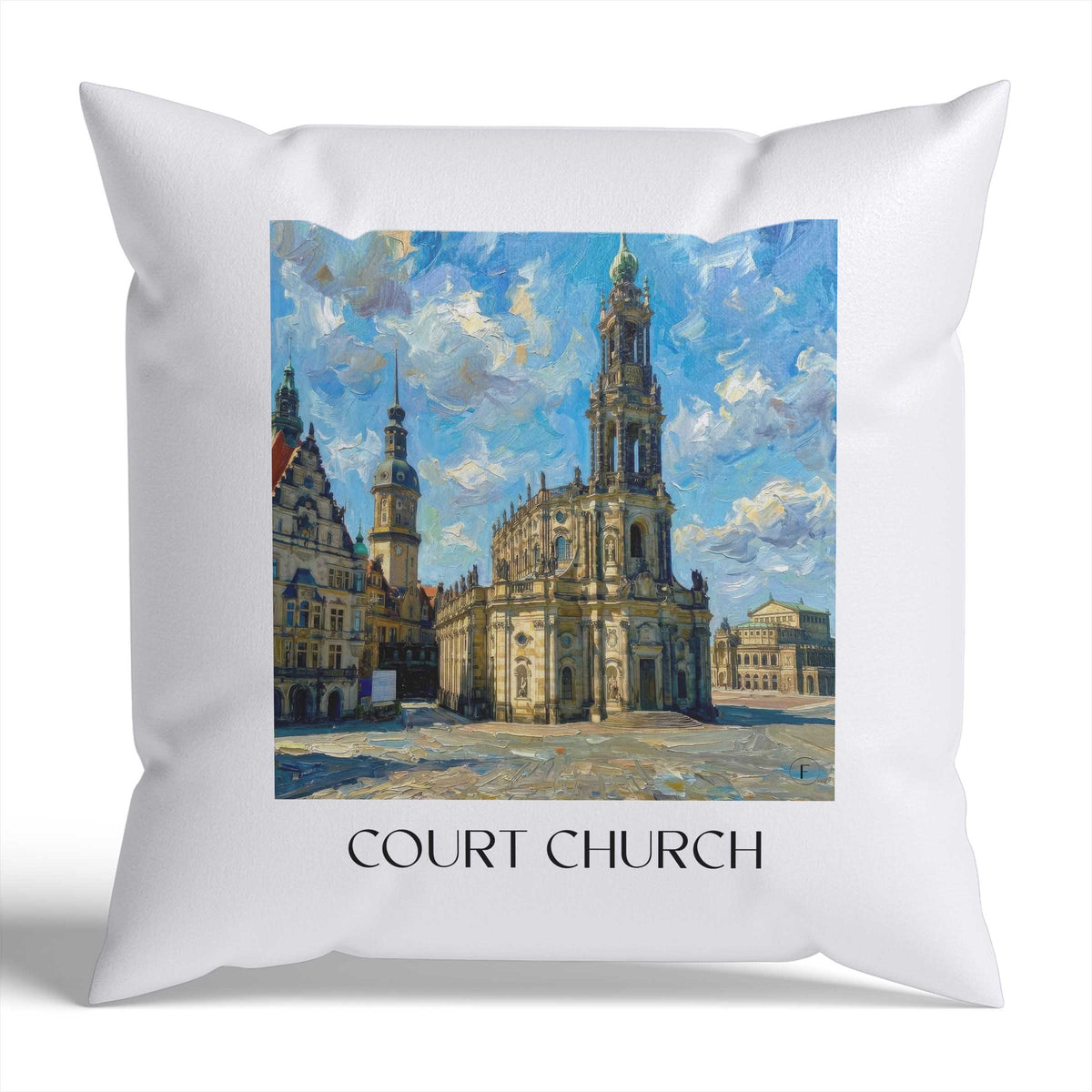 Hofkirche Kissenhülle - Zierkissen Bezug - Dresden - Deutschland Kissen bzw. Kissenbezug im Ölgemälde Stil - favplace