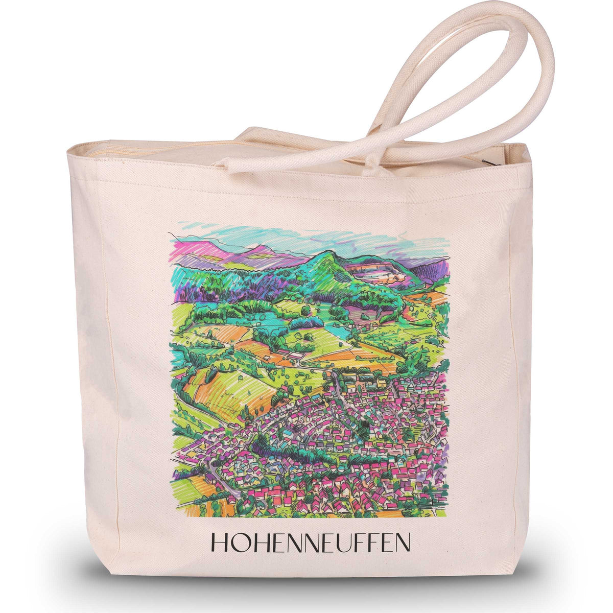 Hohenneuffen - Deutschland Tote Bag - Einkaufstasche im Tag Graffiti Stil - favplace