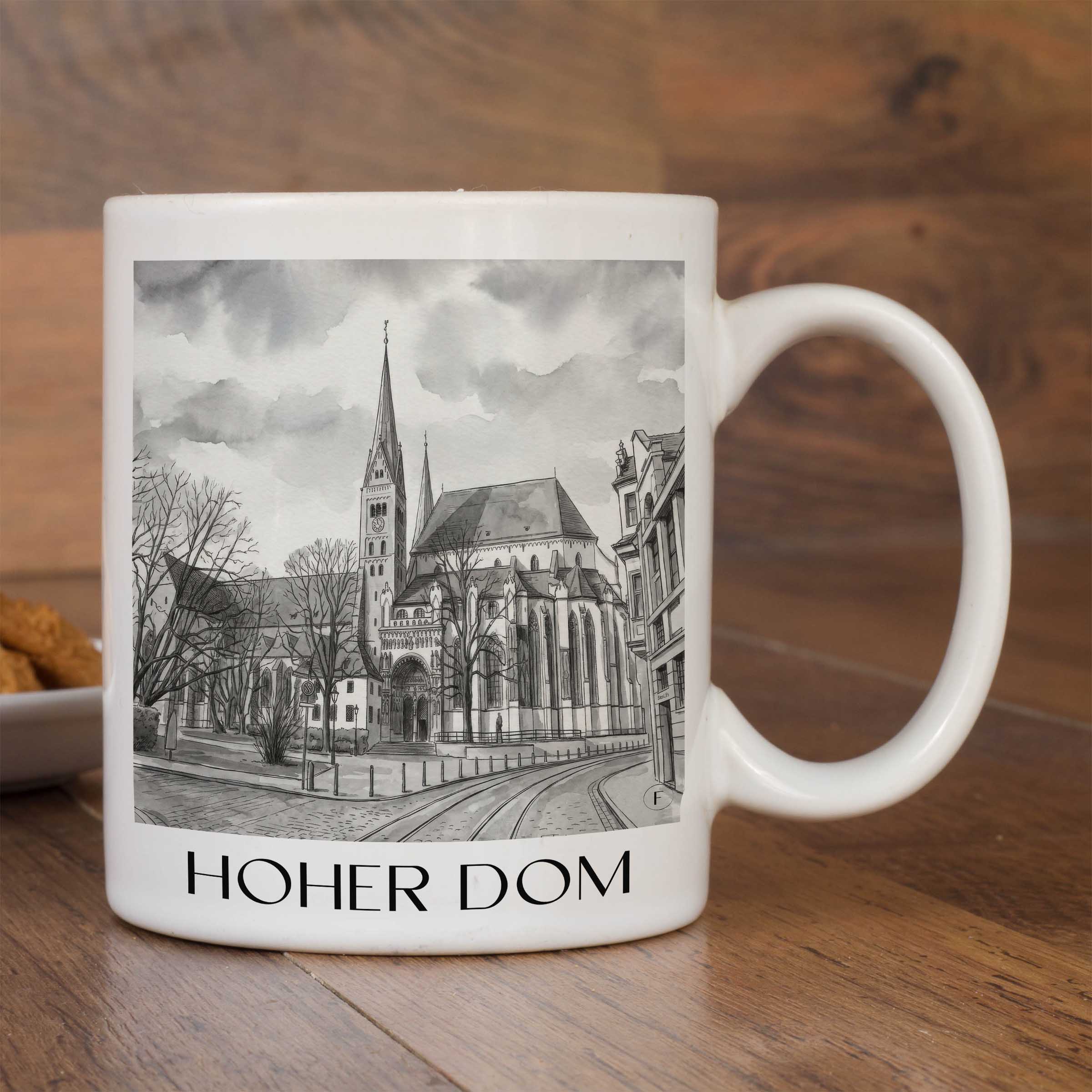 hoher-dom-augsburg-deutschland-kaffeebecher-aquarell-schwarz-weiss