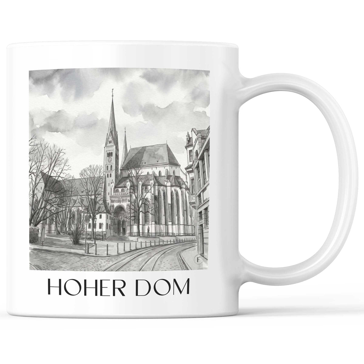 hoher-dom-augsburg-deutschland-kaffeebecher-aquarell-schwarz-weiss