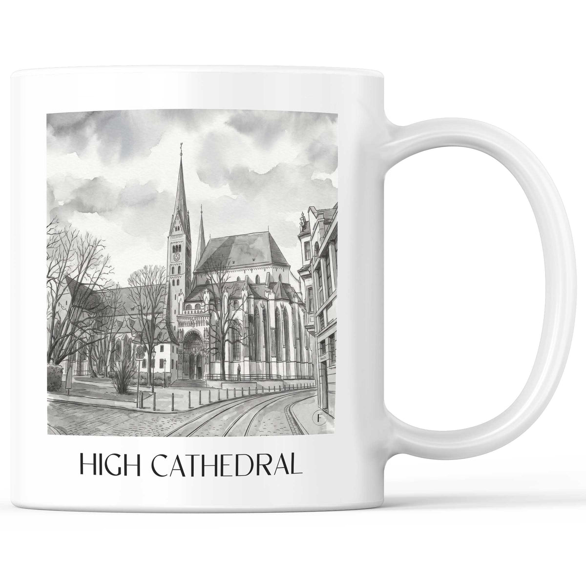 Hoher Dom Kaffeebecher - Augsburg - Deutschland Becher - Kaffeetasse im Aquarell Schwarz-Weiß Stil - favplace