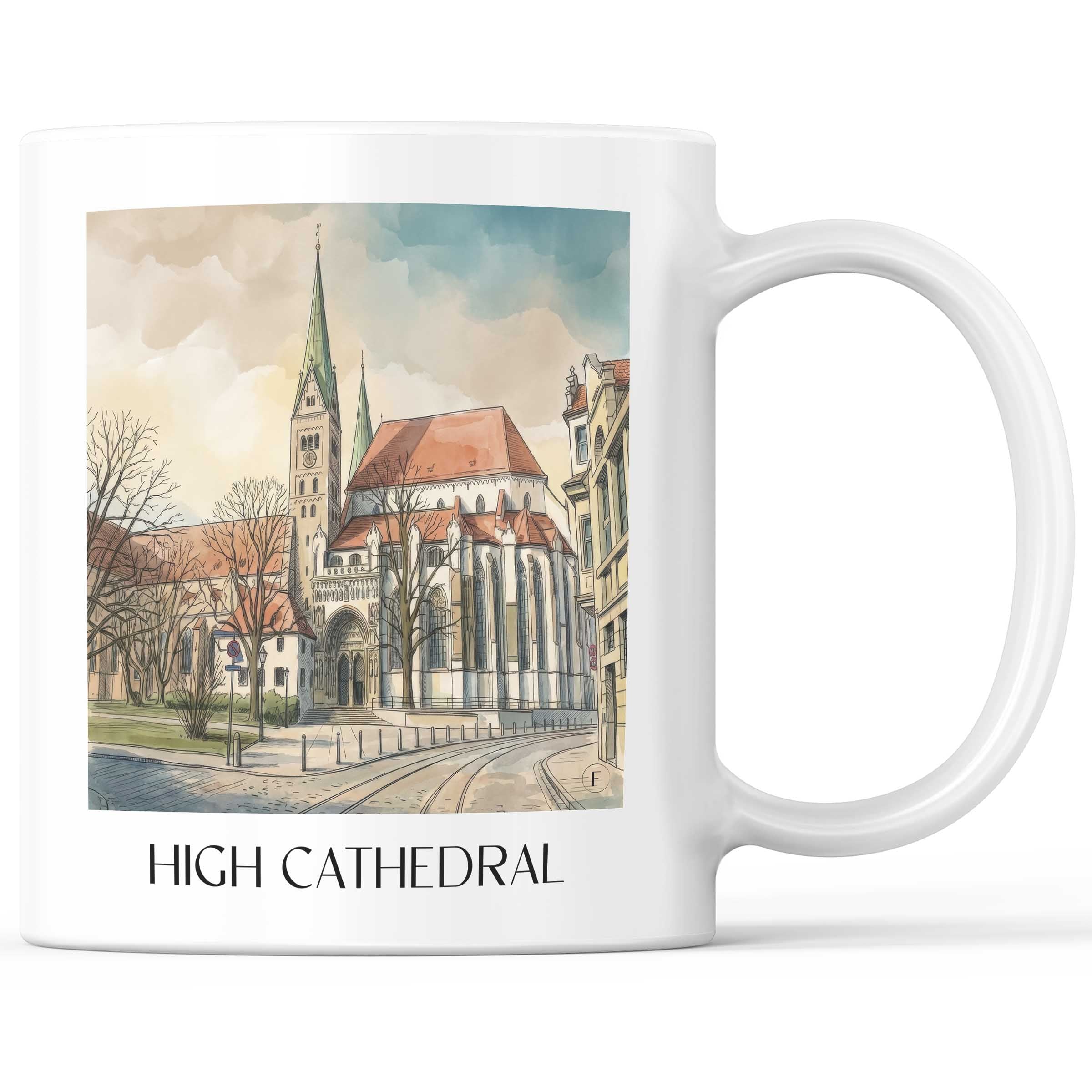 Hoher Dom Kaffeebecher - Augsburg - Deutschland Becher - Kaffeetasse im Aquarell Stil - favplace