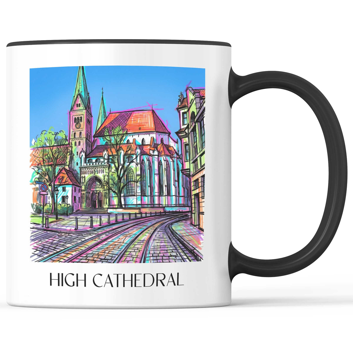 Hoher Dom Kaffeebecher - Augsburg - Deutschland Becher - Kaffeetasse im Tag Graffiti Stil - favplace