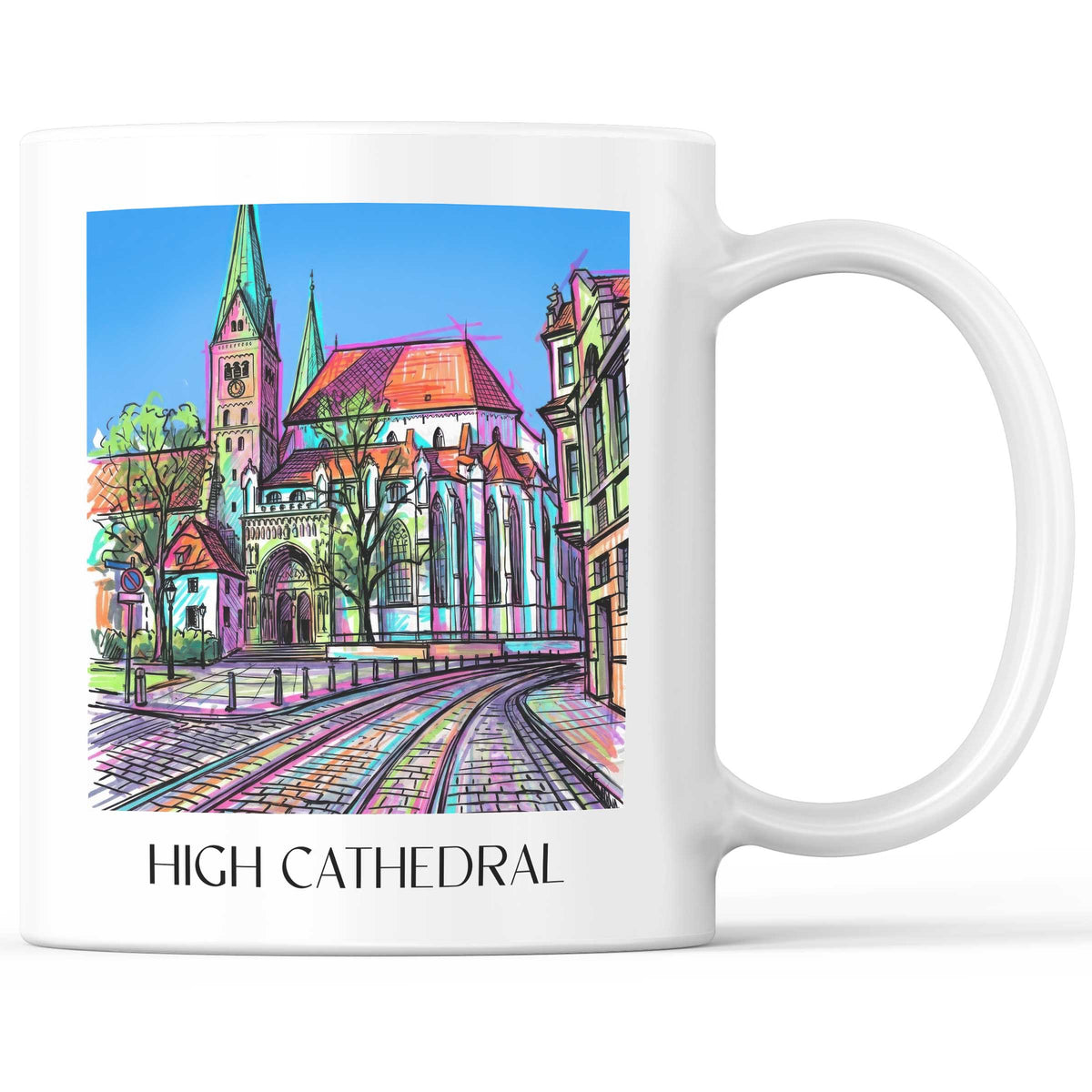 Hoher Dom Kaffeebecher - Augsburg - Deutschland Becher - Kaffeetasse im Tag Graffiti Stil - favplace