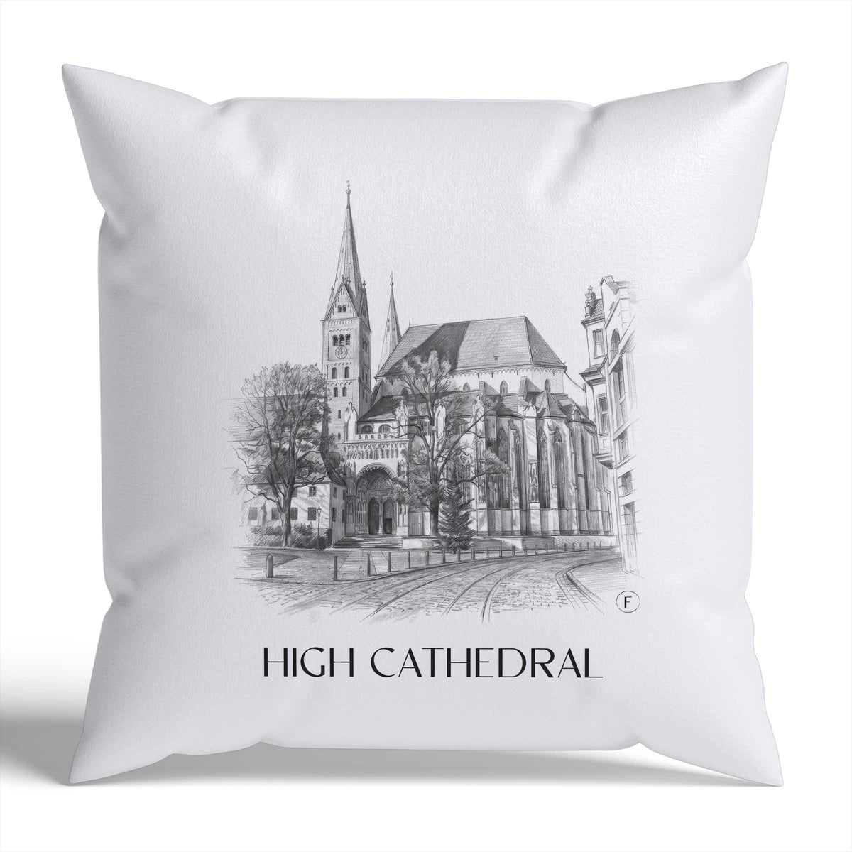Hoher Dom Kissenhülle - Zierkissen Bezug - Augsburg - Deutschland Kissen bzw. Kissenbezug im Zeichnung Stil - favplace