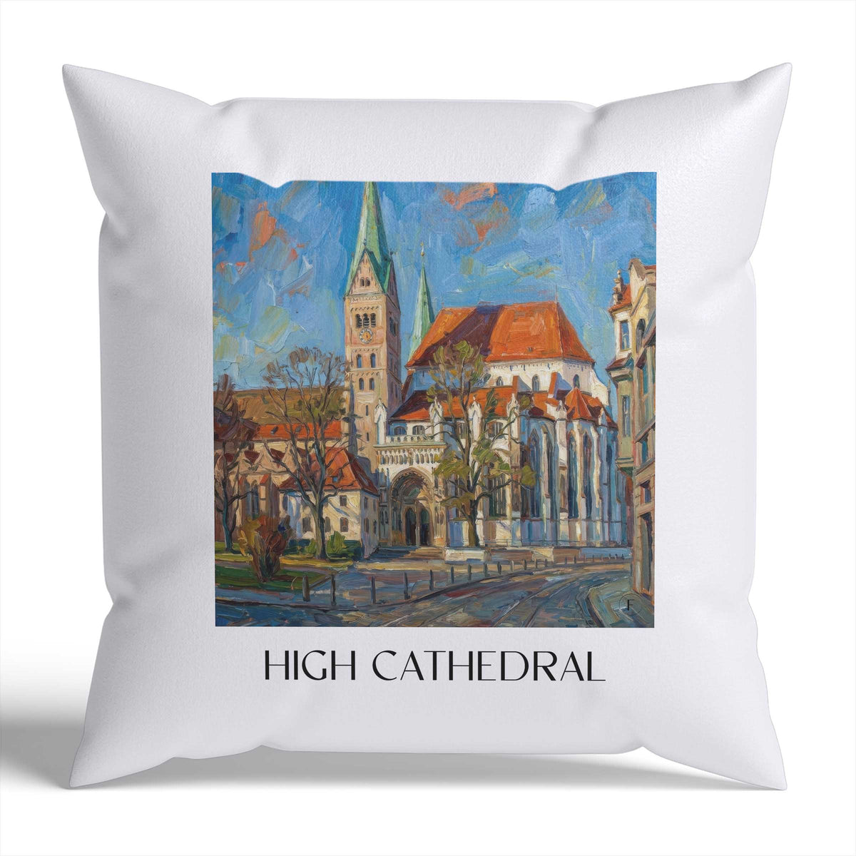 Hoher Dom Kissenhülle - Zierkissen Bezug - Augsburg - Deutschland Kissen bzw. Kissenbezug im Ölgemälde Stil - favplace
