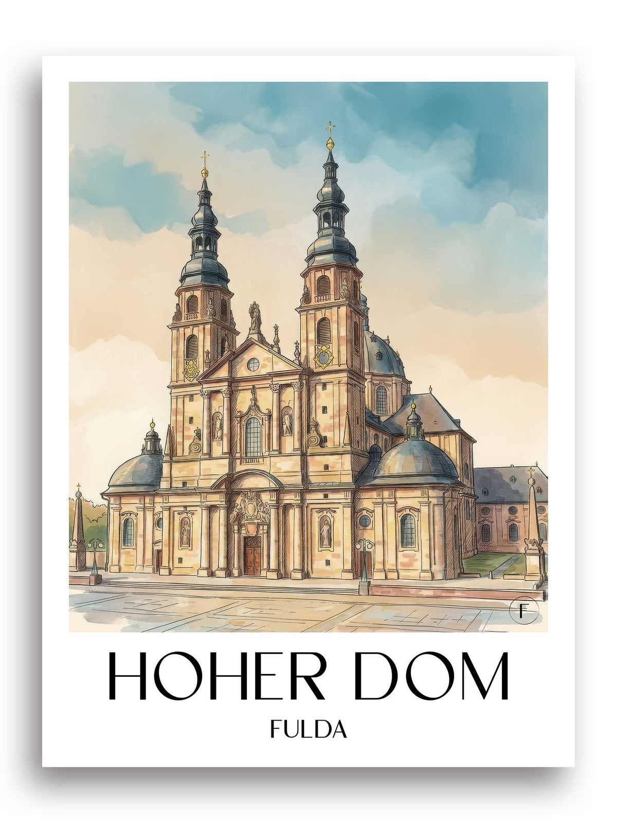 hoher-dom-fulda-deutschland-poster-aquarell