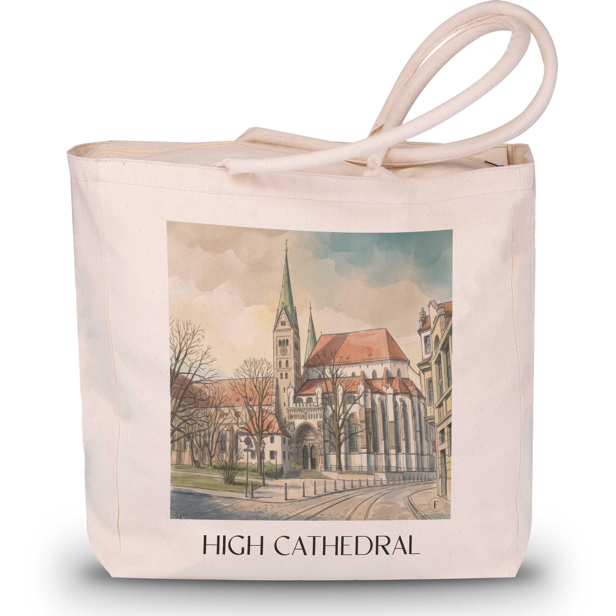Hoher Dom Shopping Tasche - Augsburg - Deutschland Tote Bag - Einkaufstasche im Aquarell Stil - favplace