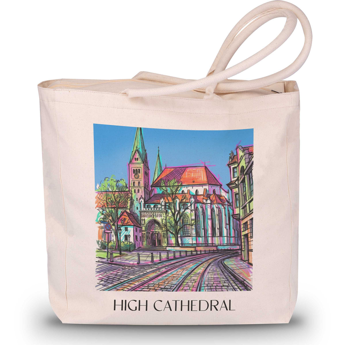 Hoher Dom Shopping Tasche - Augsburg - Deutschland Tote Bag - Einkaufstasche im Tag Graffiti Stil - favplace