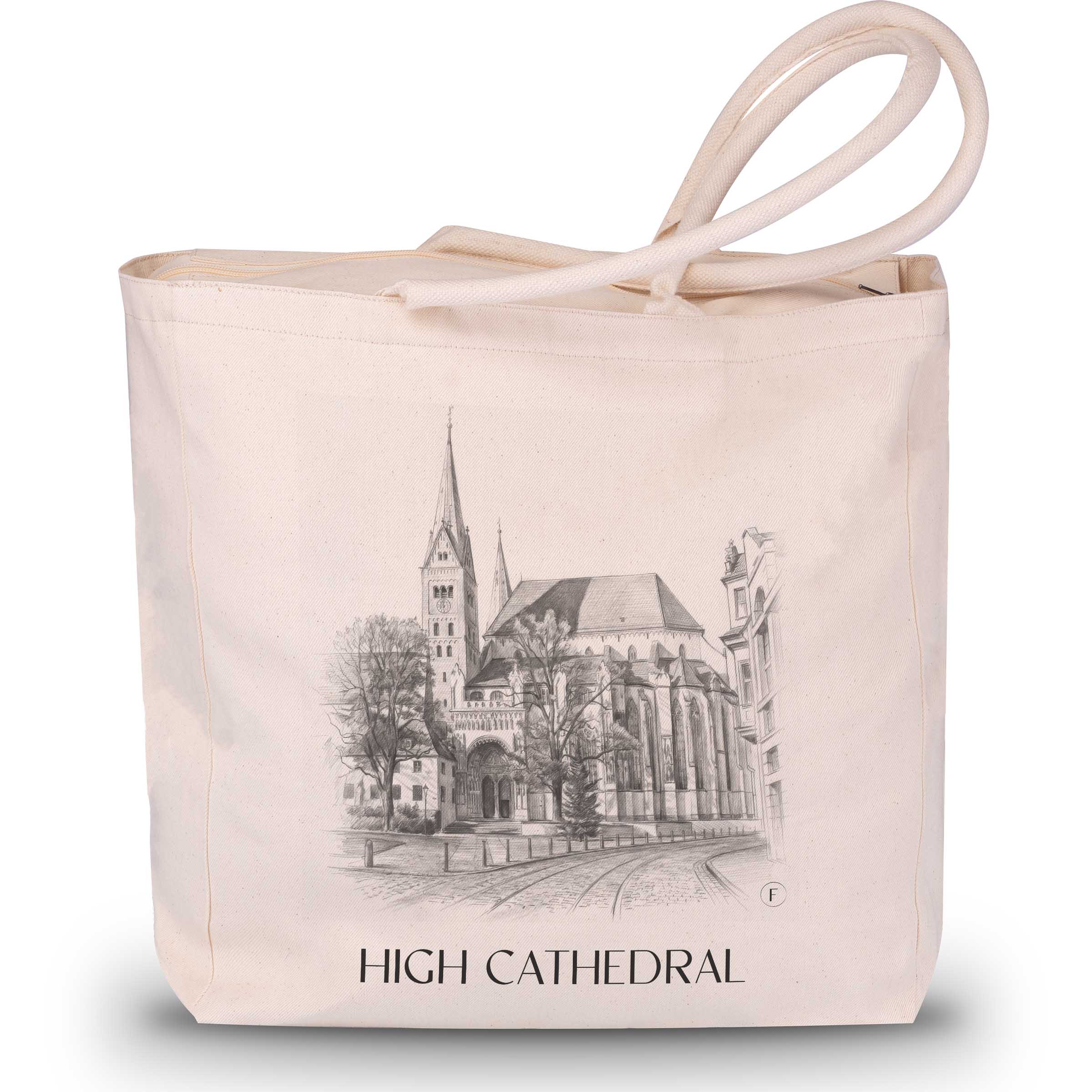 Hoher Dom Shopping Tasche - Augsburg - Deutschland Tote Bag - Einkaufstasche im Zeichnung Stil