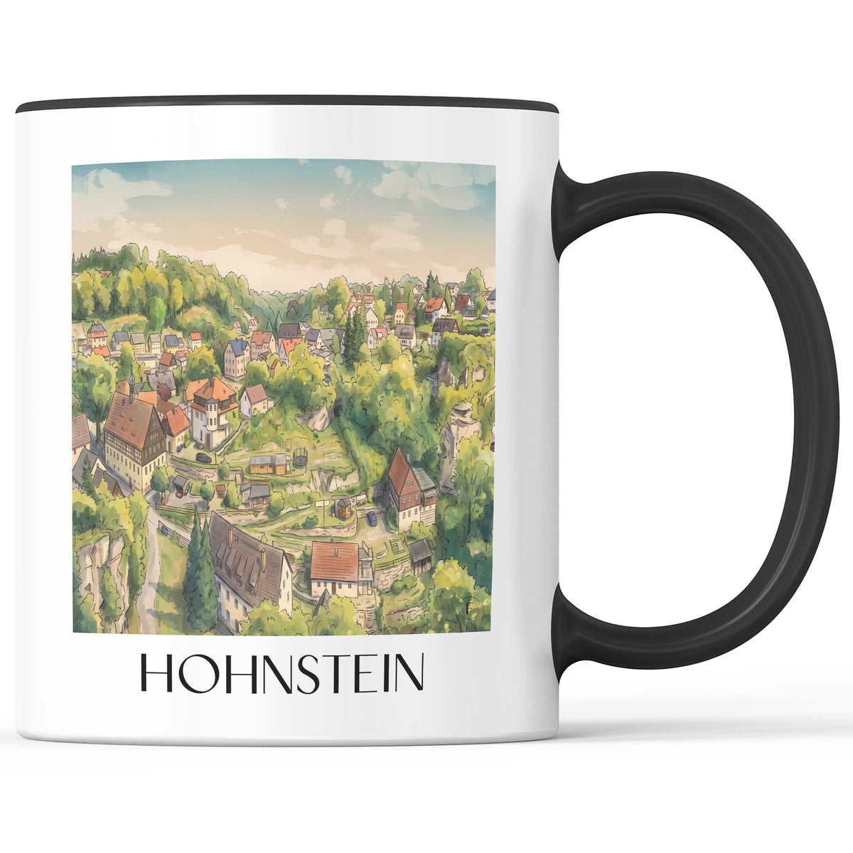 Hohnstein Kaffeebecher - Sächsische Schweiz - Deutschland Becher - Kaffeetasse im Aquarell Stil