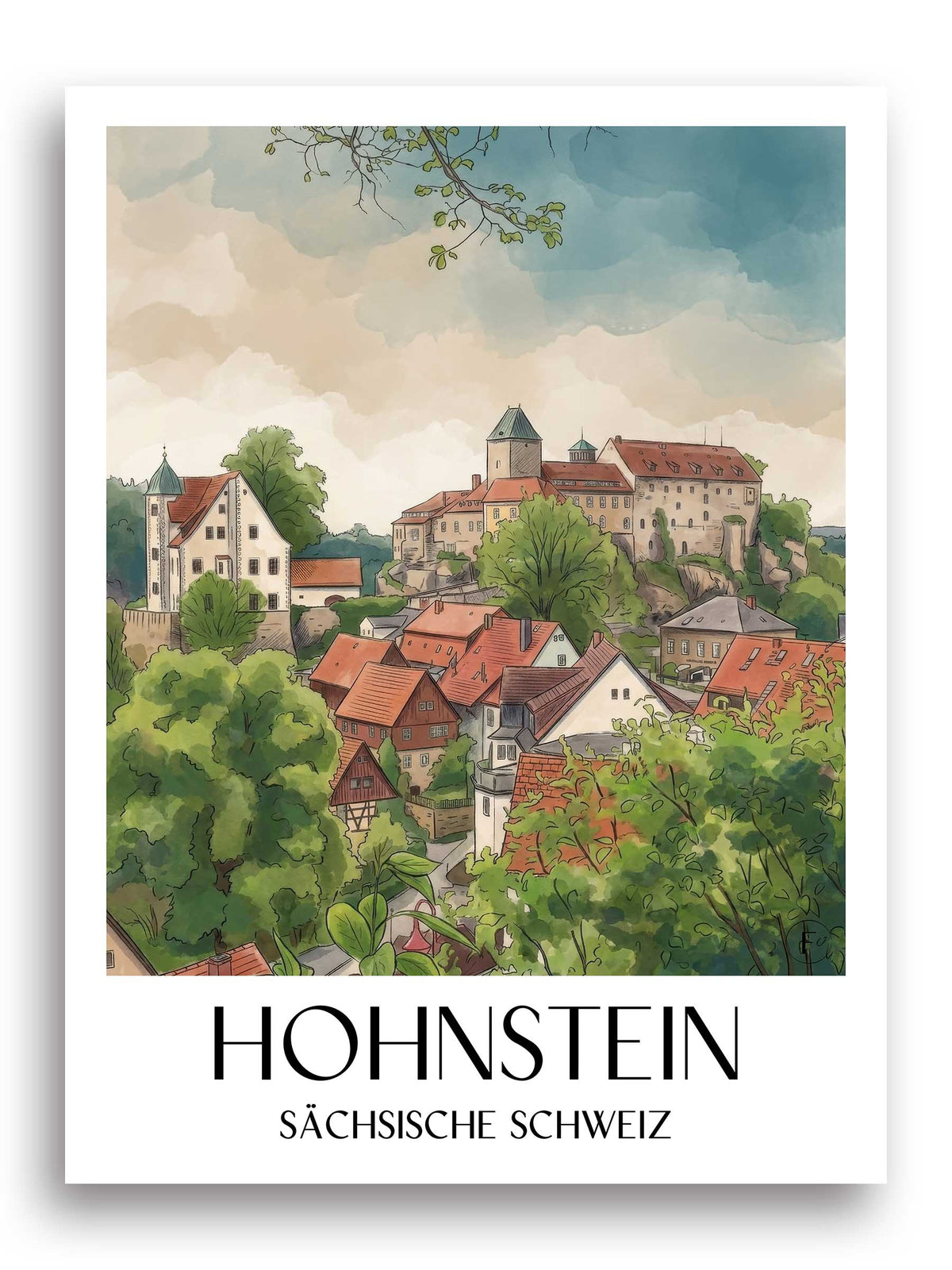 hohnstein-sächsische-schweiz-deutschland-poster-aquarell