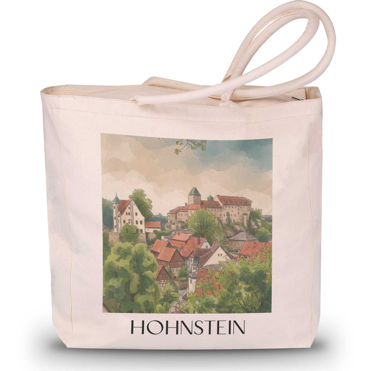 hohnstein-sächsische-schweiz-deutschland-einkaufstasche-aquarell