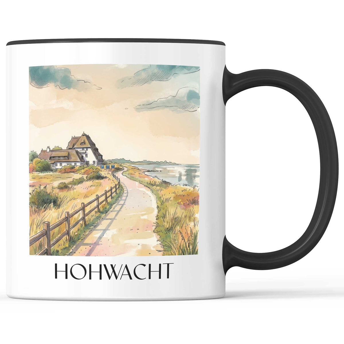 hohwacht-holstein-deutschland-kaffeebecher-aquarell