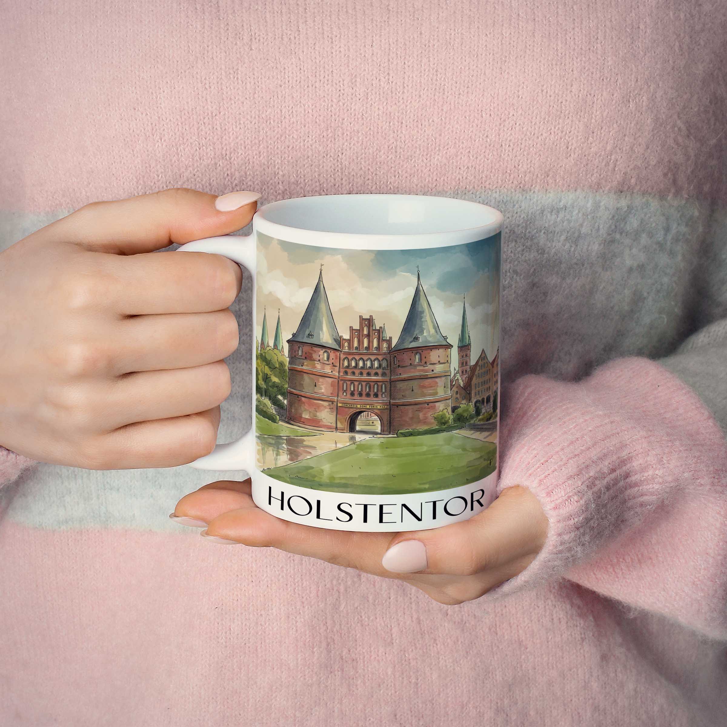holstentor-lübeck-deutschland-kaffeebecher-aquarell