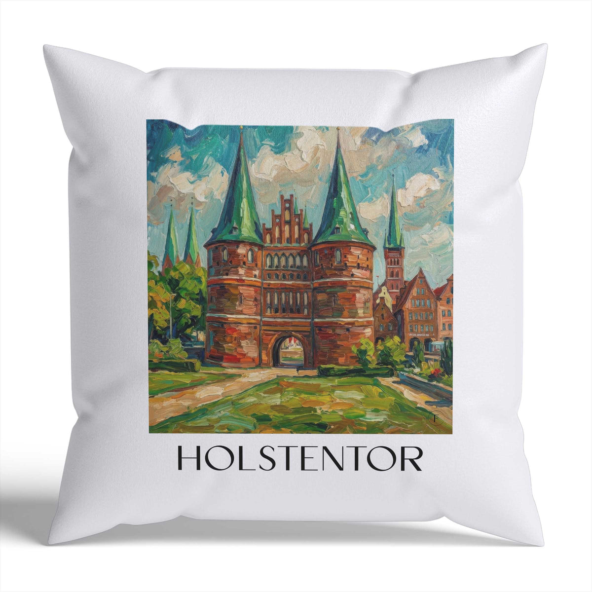 holstentor-lübeck-deutschland-kissenbezug-oil-painting-oelgemaelde