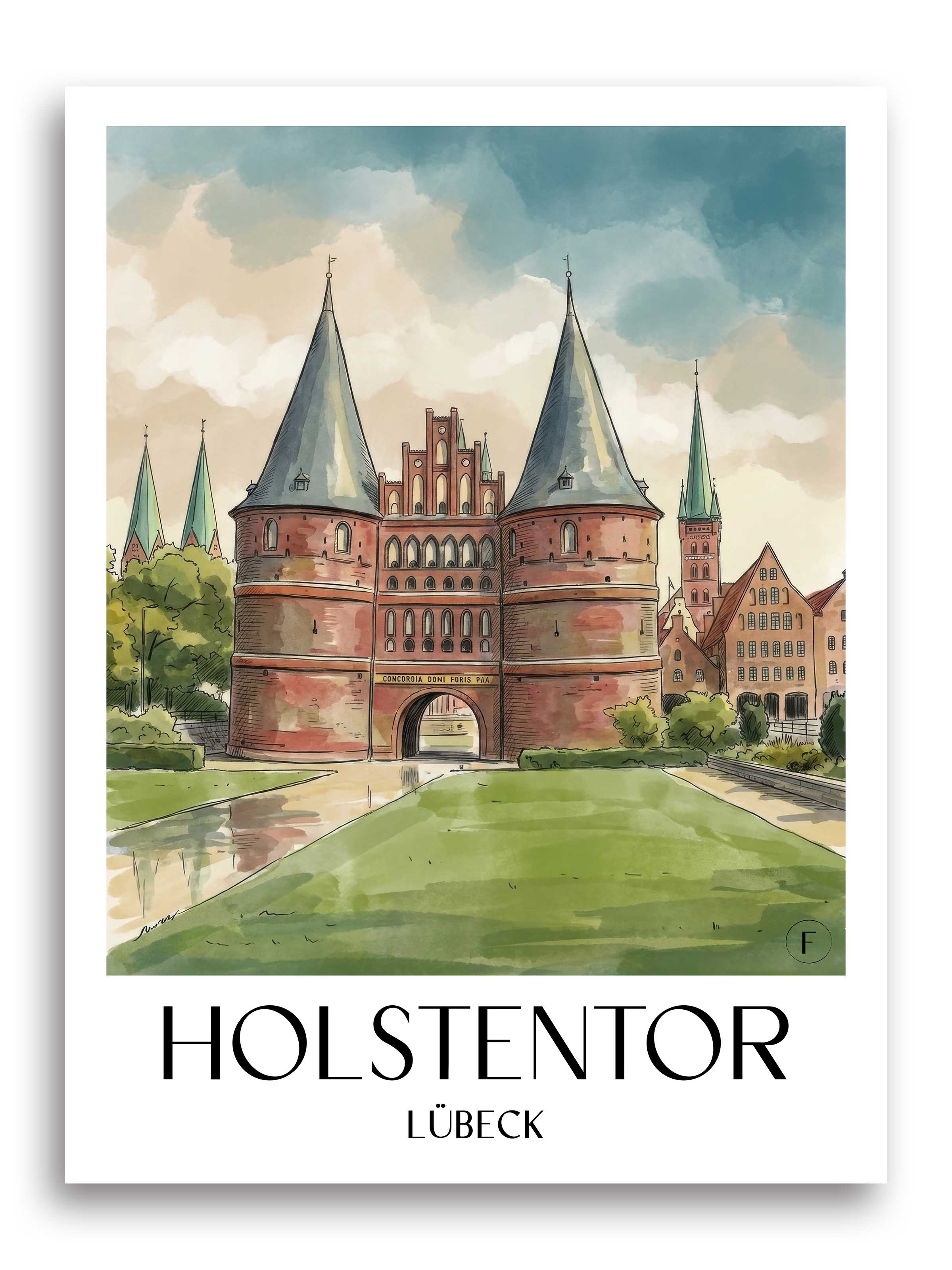 holstentor-lübeck-deutschland-poster-aquarell