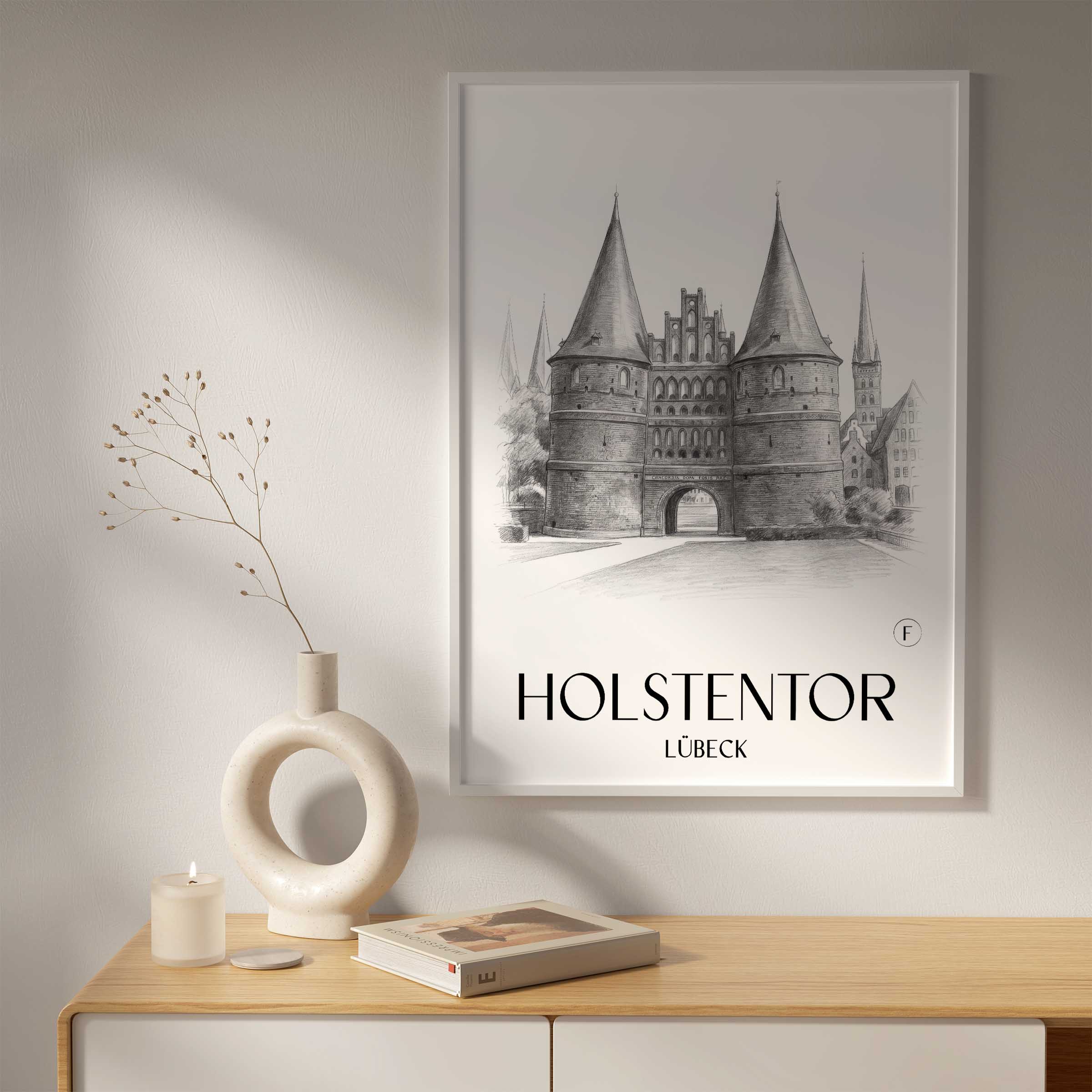 holstentor-lübeck-deutschland-poster-bleistift-zeichnung-drawing