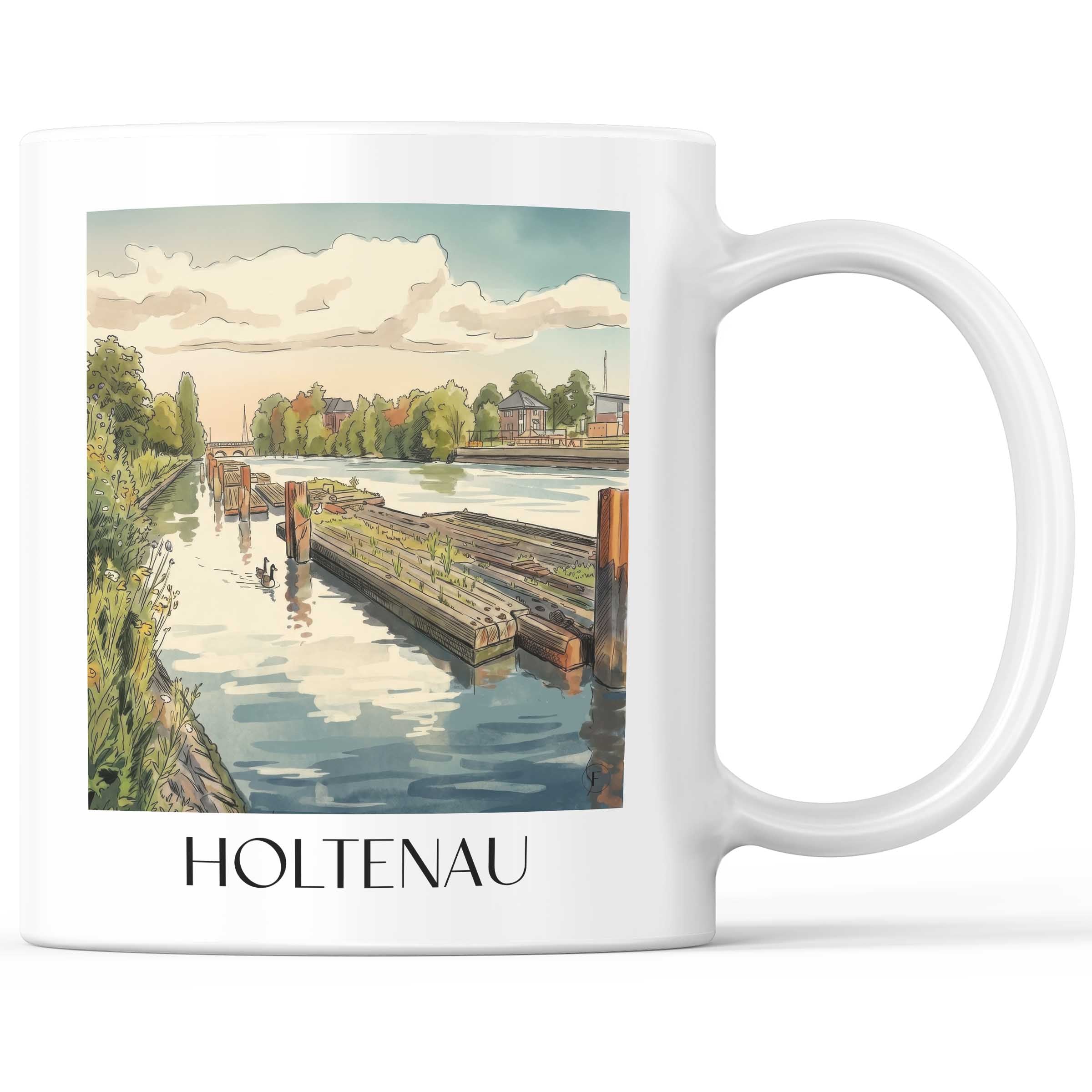 Holtenau Kaffeebecher - Kiel - Deutschland Becher - Kaffeetasse im Aquarell Stil - favplace