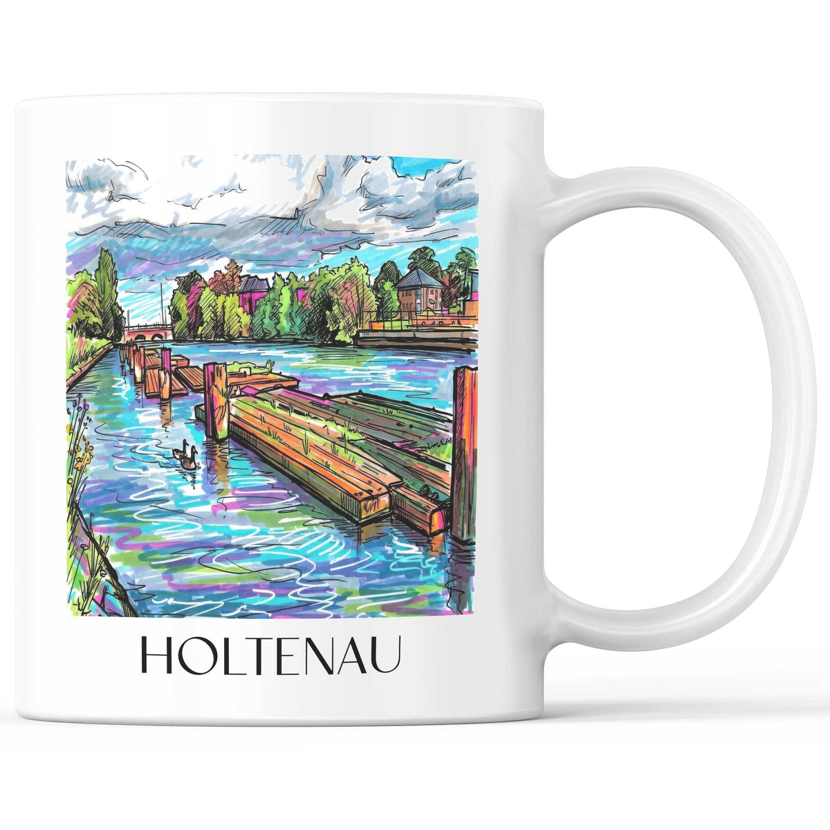 Holtenau Kaffeebecher - Kiel - Deutschland Becher - Kaffeetasse im Tag Graffiti Stil - favplace