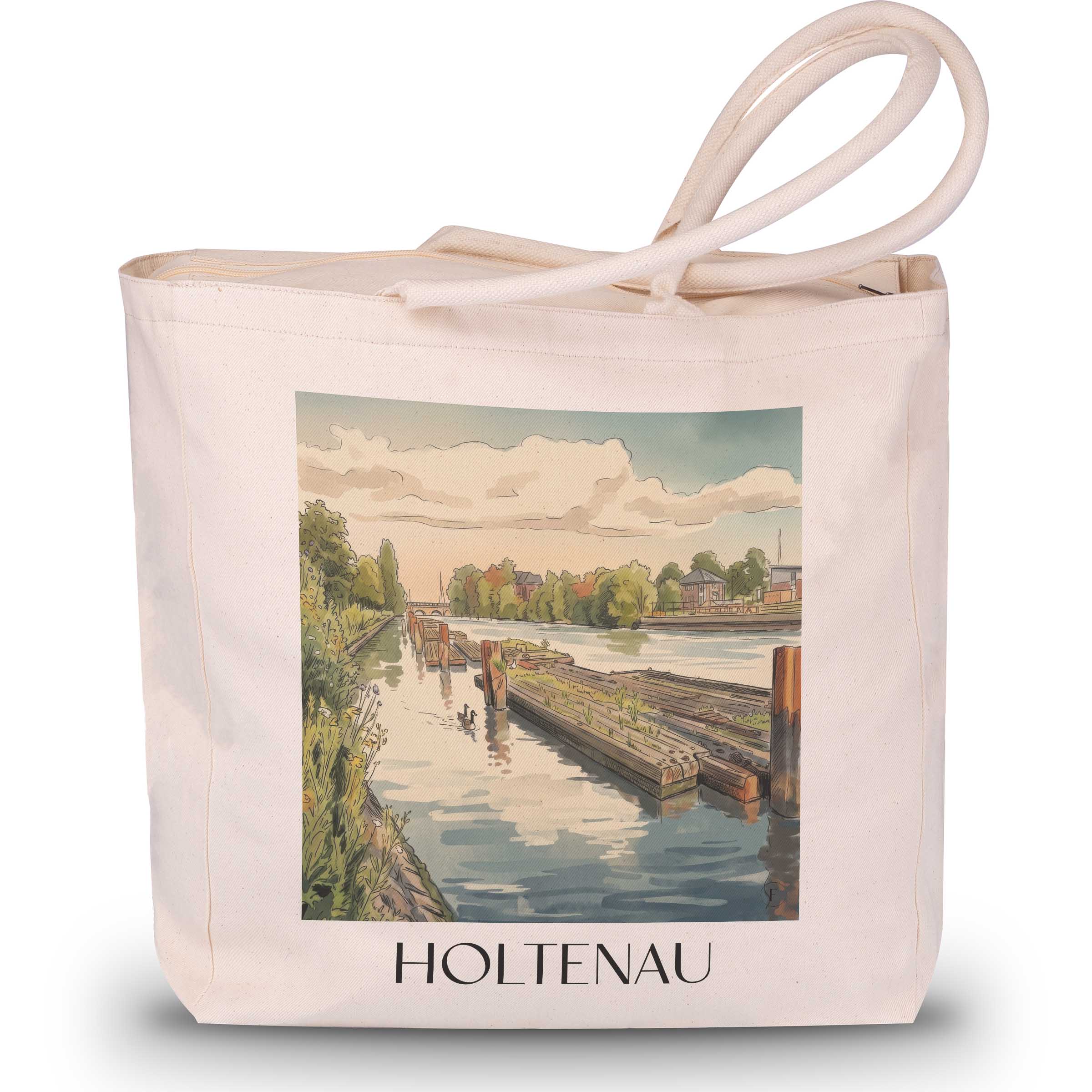 Holtenau Shopping Tasche - Kiel - Deutschland Tote Bag - Einkaufstasche im Aquarell Stil - favplace