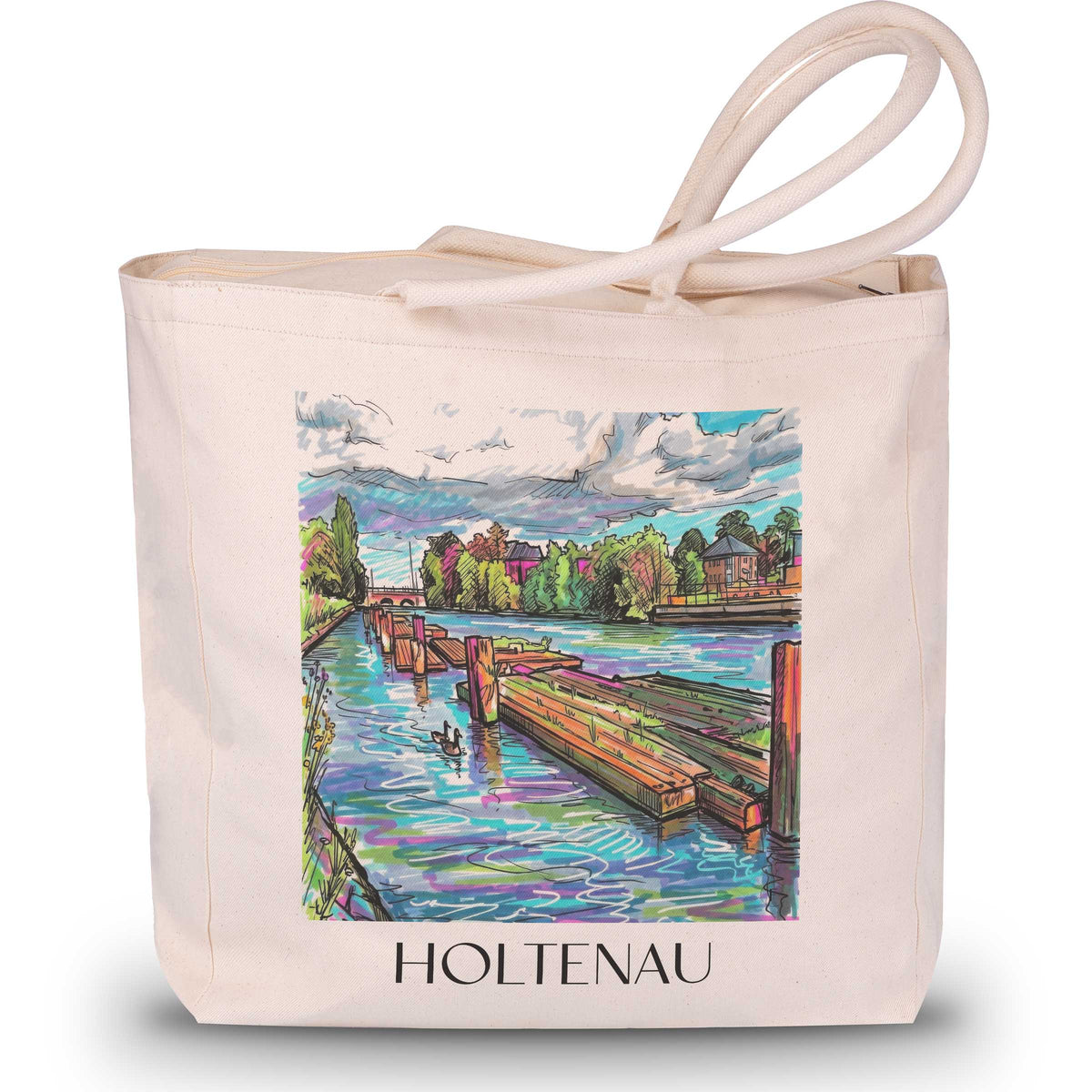 Holtenau Shopping Tasche - Kiel - Deutschland Tote Bag - Einkaufstasche im Tag Graffiti Stil - favplace