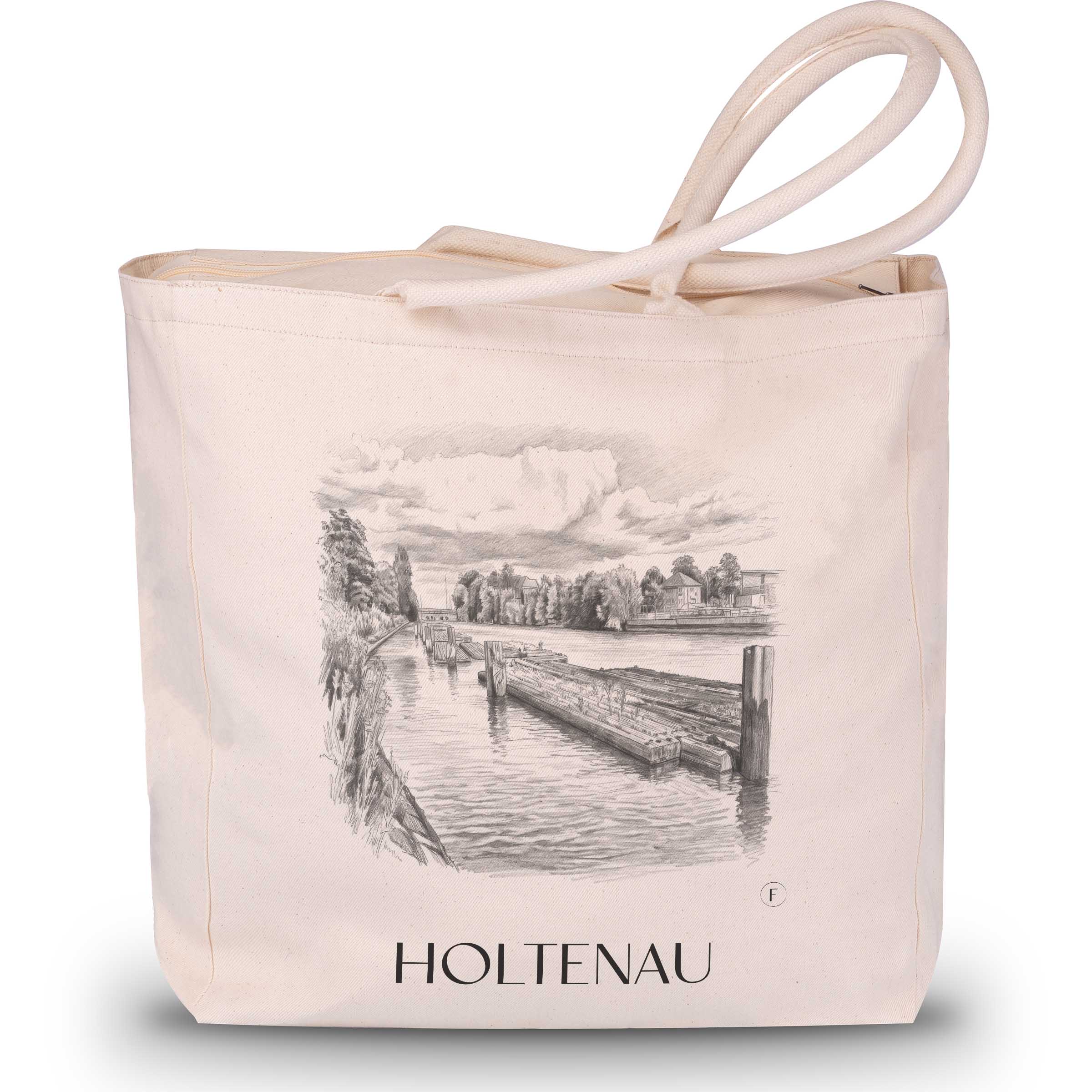 Holtenau Shopping Tasche - Kiel - Deutschland Tote Bag - Einkaufstasche im Zeichnung Stil