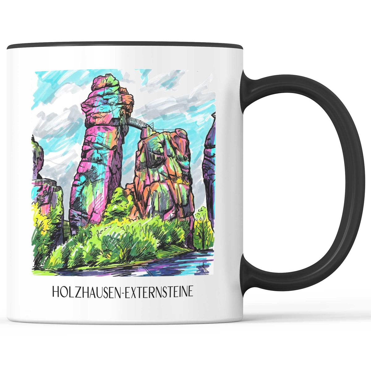Holzhausen-Externsteine Kaffeebecher - Teutoburger Wald - Deutschland Becher - Kaffeetasse im Tag Graffiti Stil - favplace