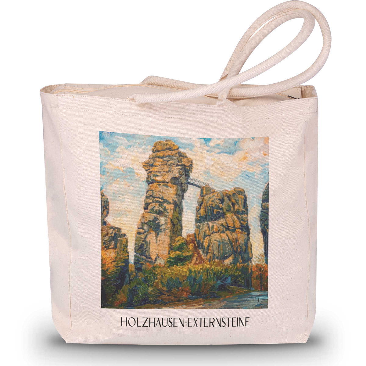 Holzhausen-Externsteine Shopping Tasche - Teutoburger Wald - Deutschland Tote Bag - Einkaufstasche im Ölgemälde Stil - favplace
