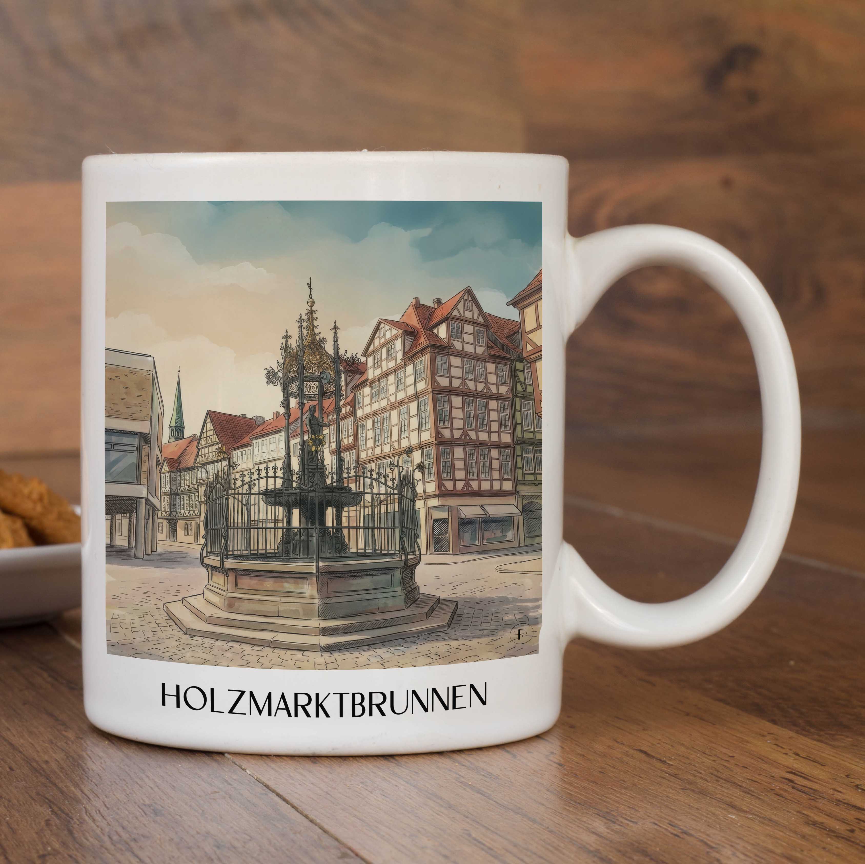 holzmarktbrunnen-hannover-deutschland-kaffeebecher-aquarell