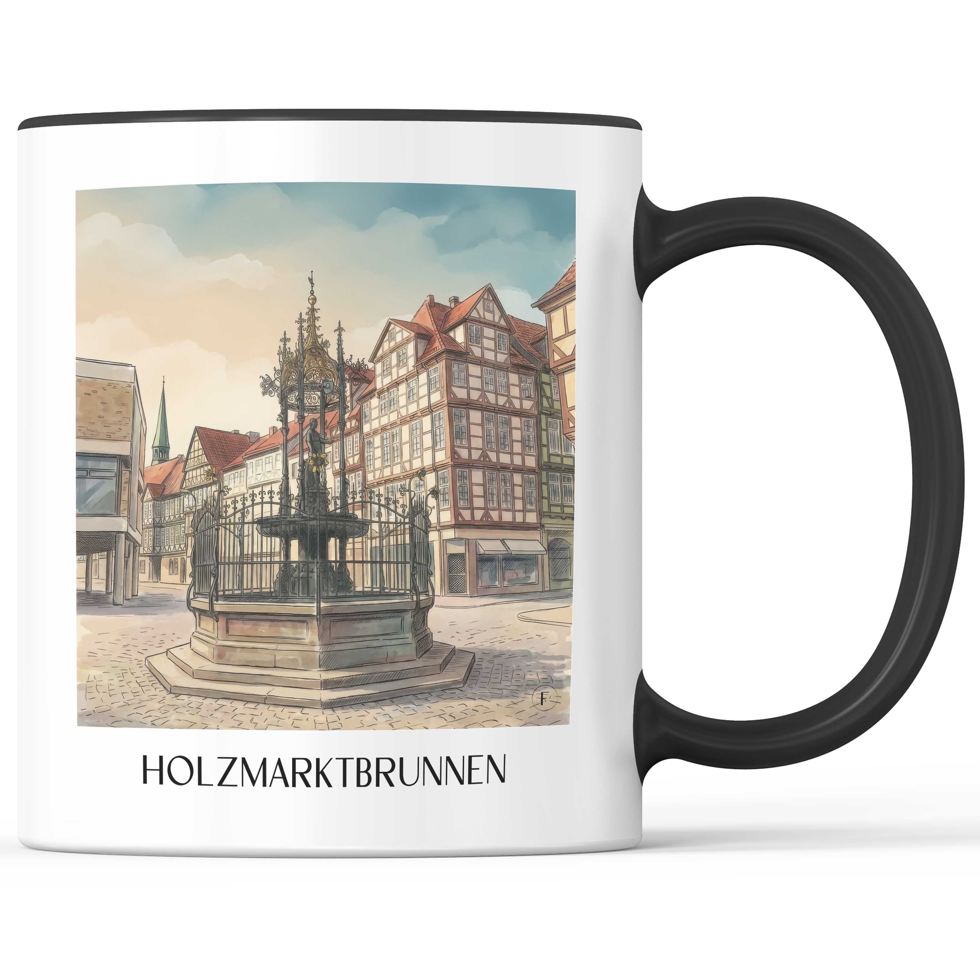 Holzmarktbrunnen Kaffeebecher - Hannover - Deutschland Becher - Kaffeetasse im Aquarell Stil - favplace