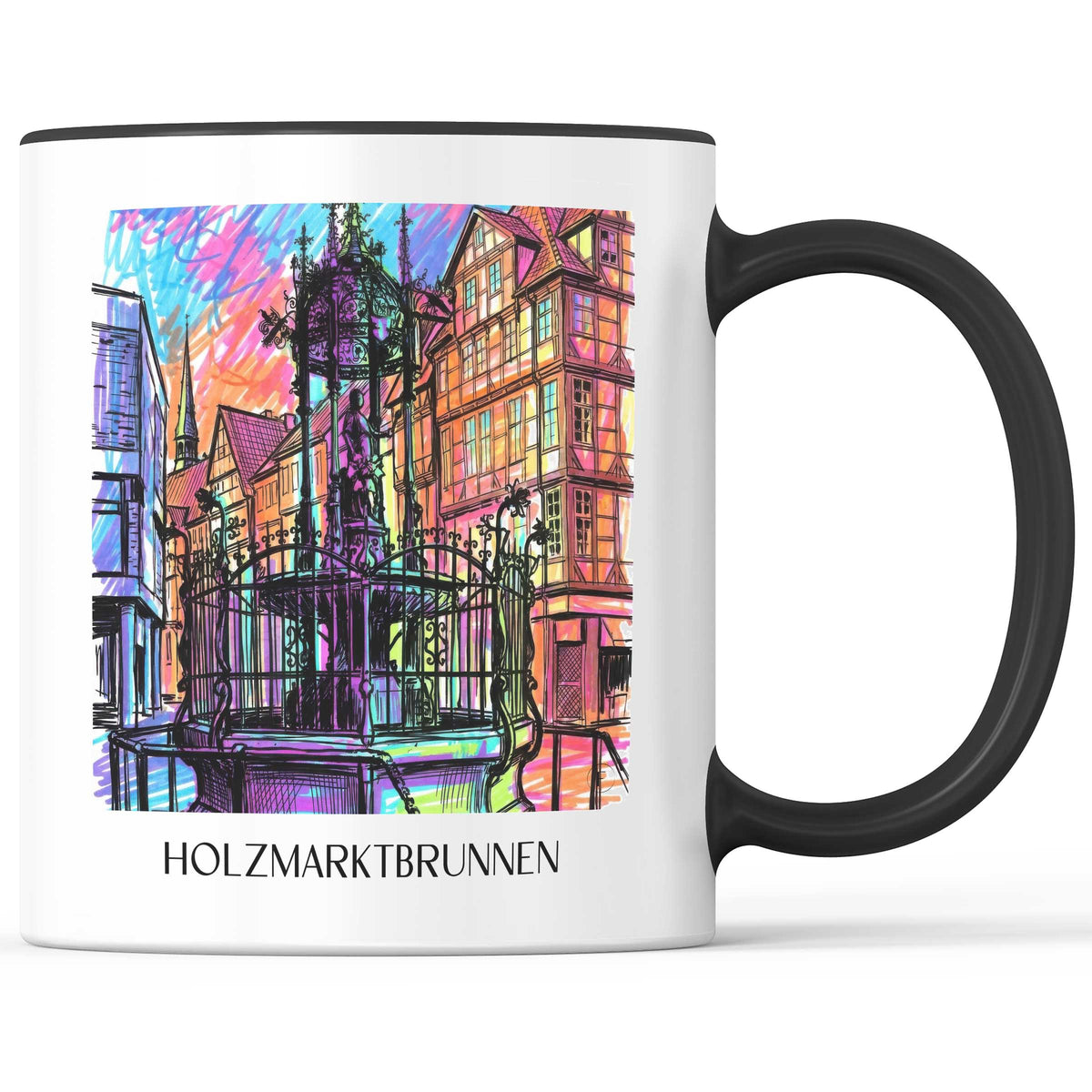 Holzmarktbrunnen Kaffeebecher - Hannover - Deutschland Becher - Kaffeetasse im Tag Graffiti Stil - favplace