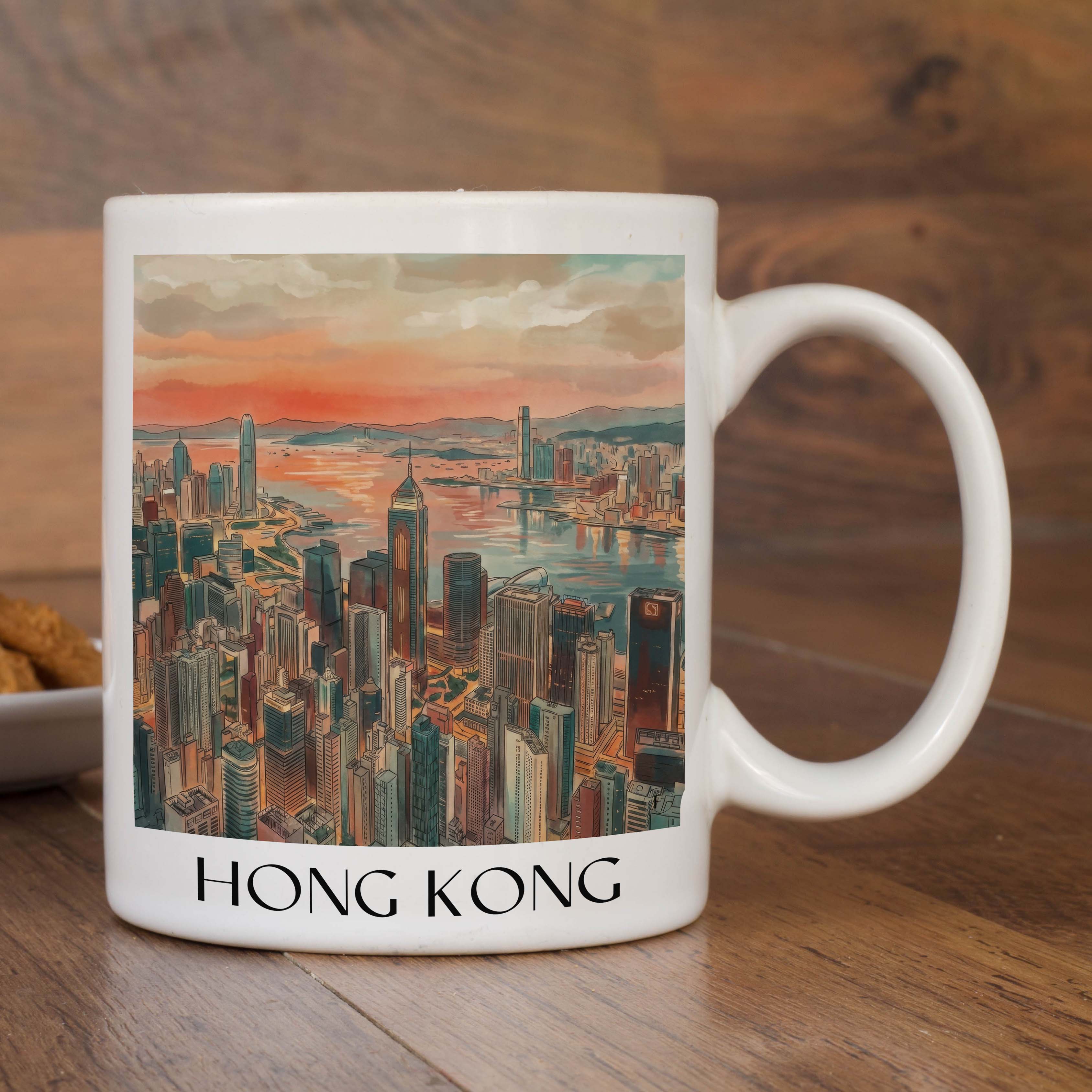 hong-kong-china-kaffeebecher-aquarell