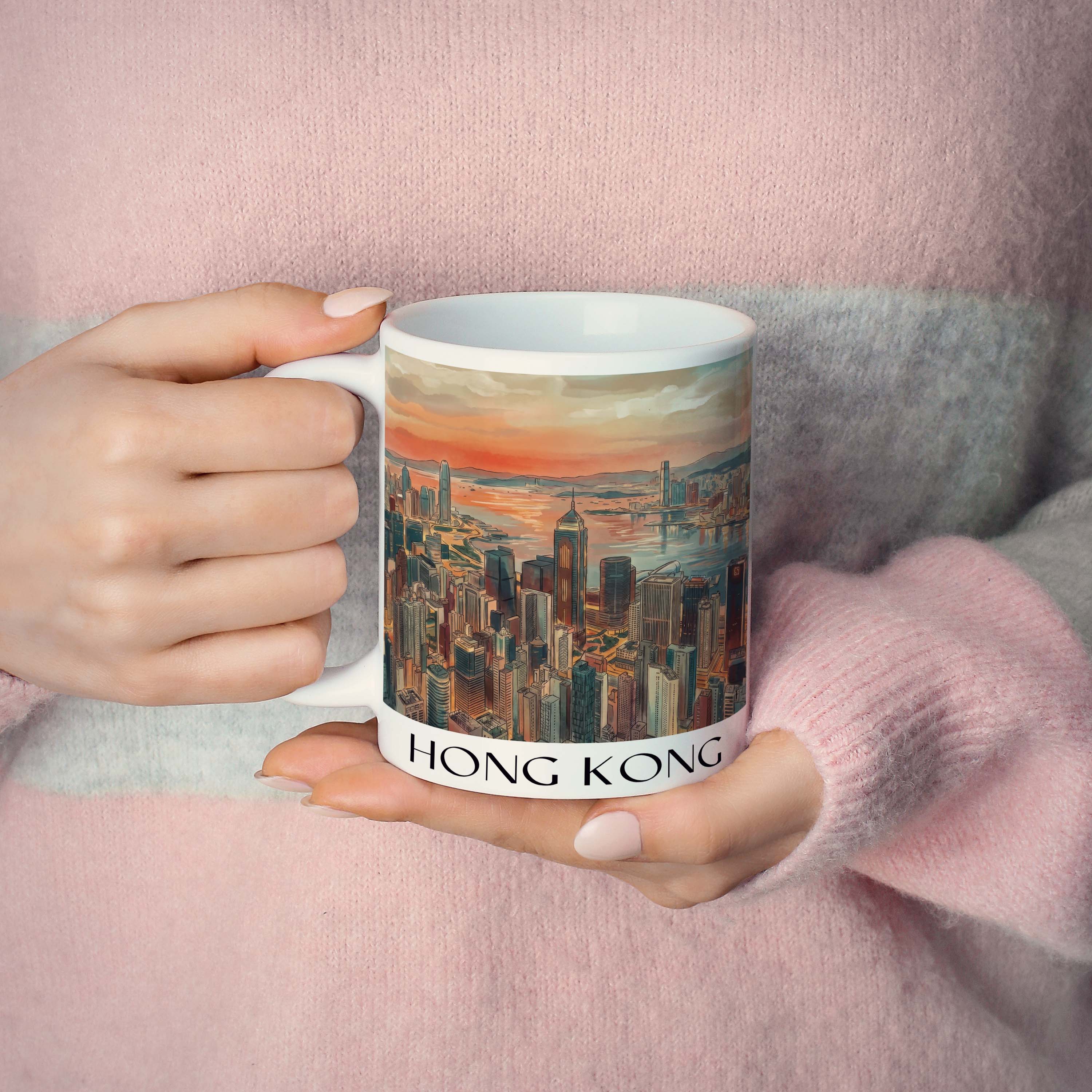 hong-kong-china-kaffeebecher-aquarell