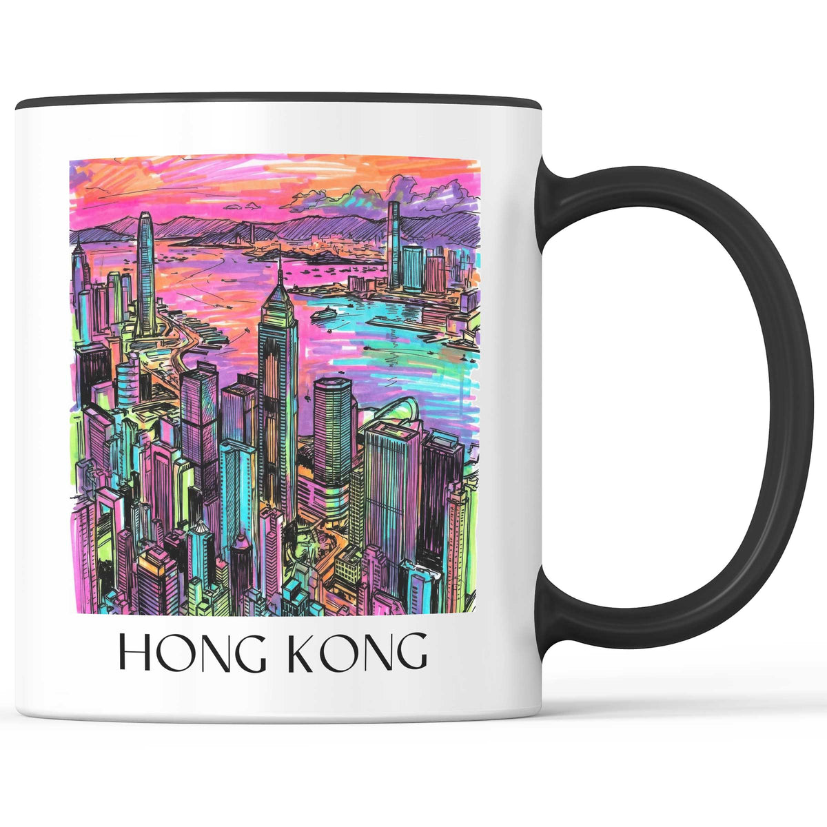 Hong Kong - China Becher - Kaffeetasse im Tag Graffiti Stil - favplace