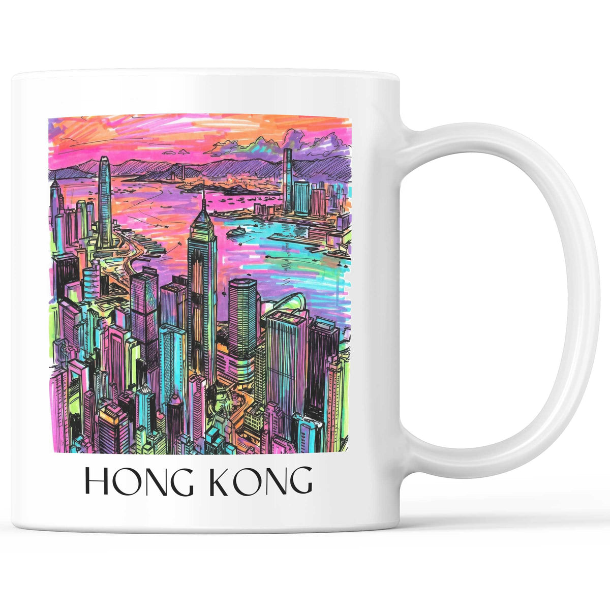Hong Kong - China Becher - Kaffeetasse im Tag Graffiti Stil - favplace