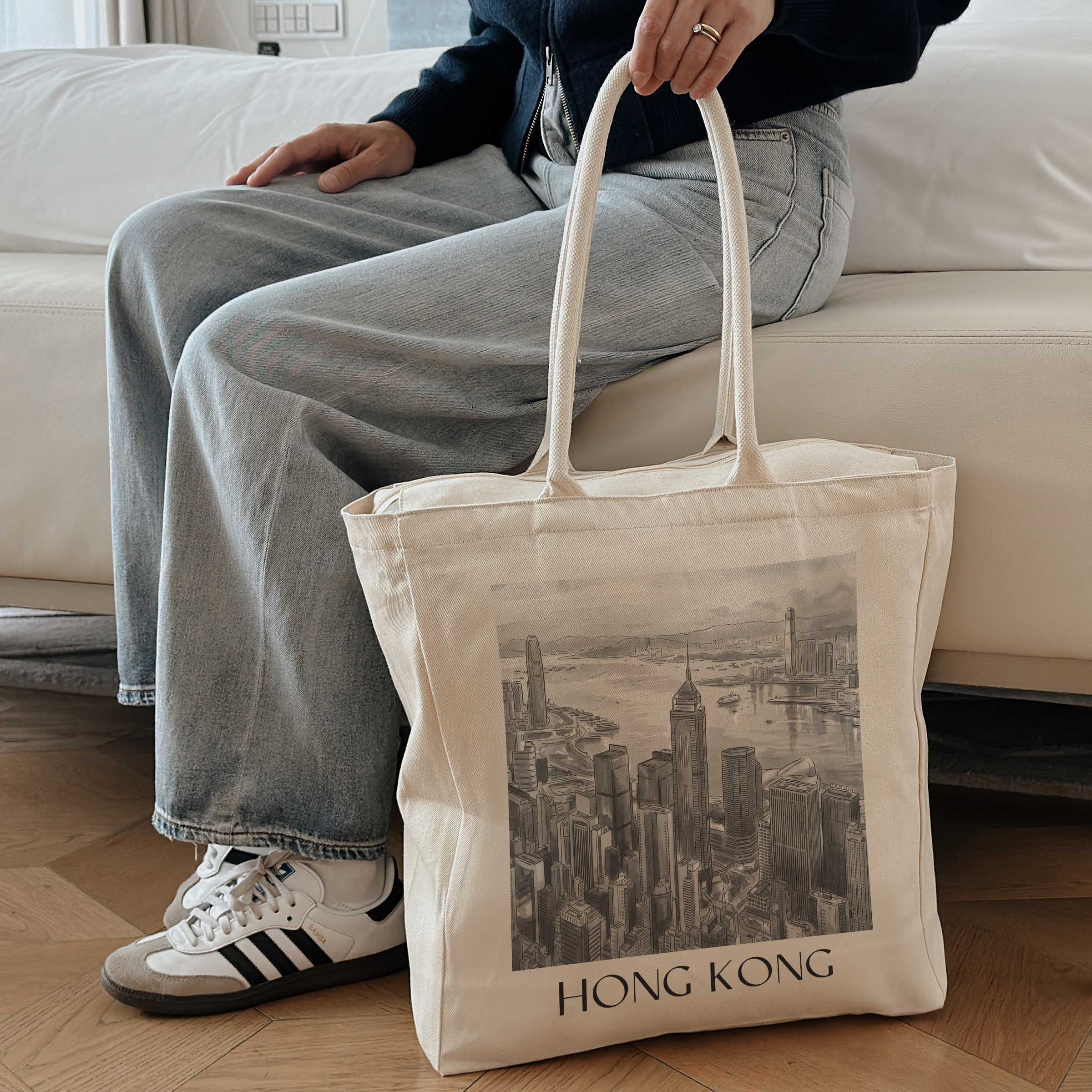 hong-kong-china-einkaufstasche-aquarell-schwarz-weiss