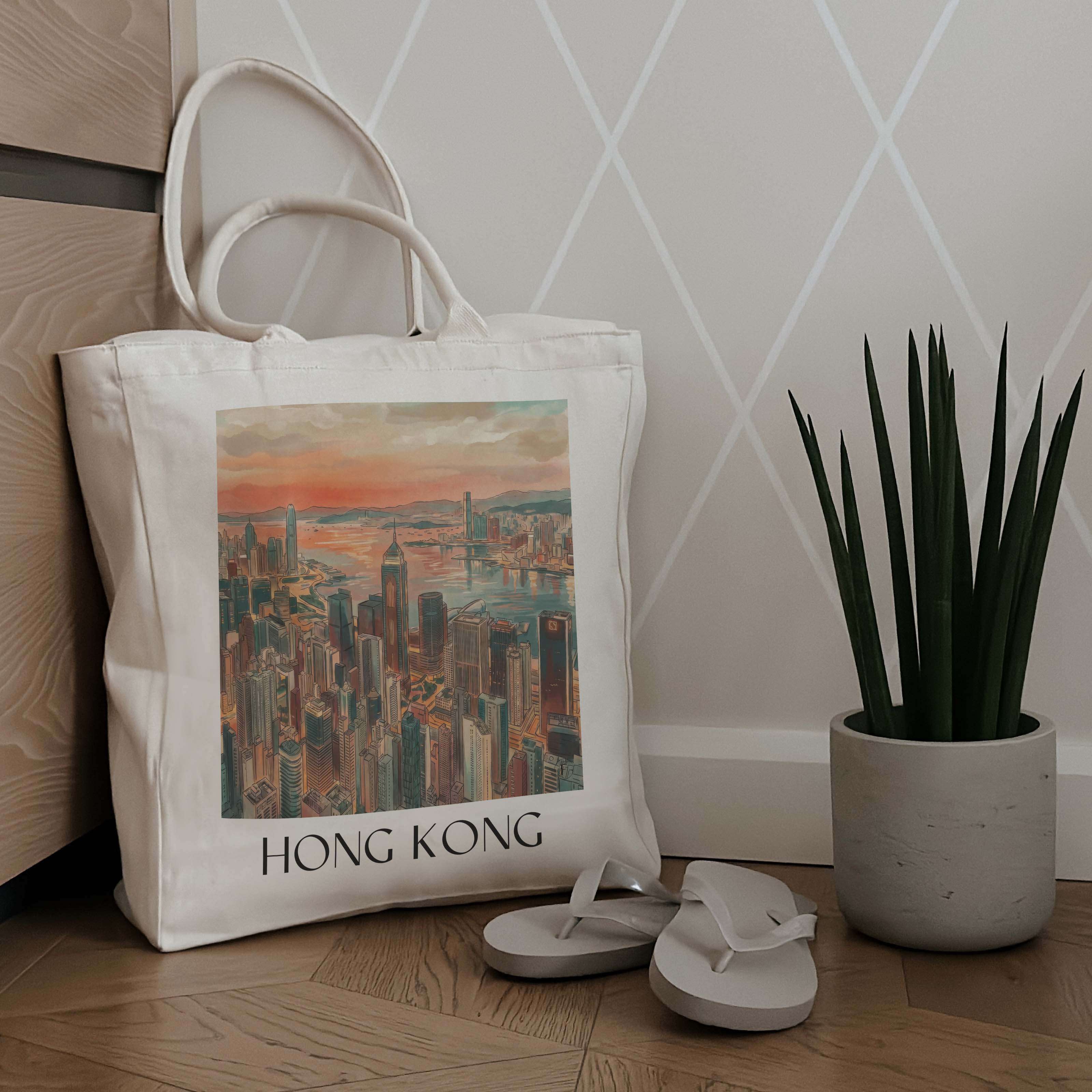 hong-kong-china-einkaufstasche-aquarell