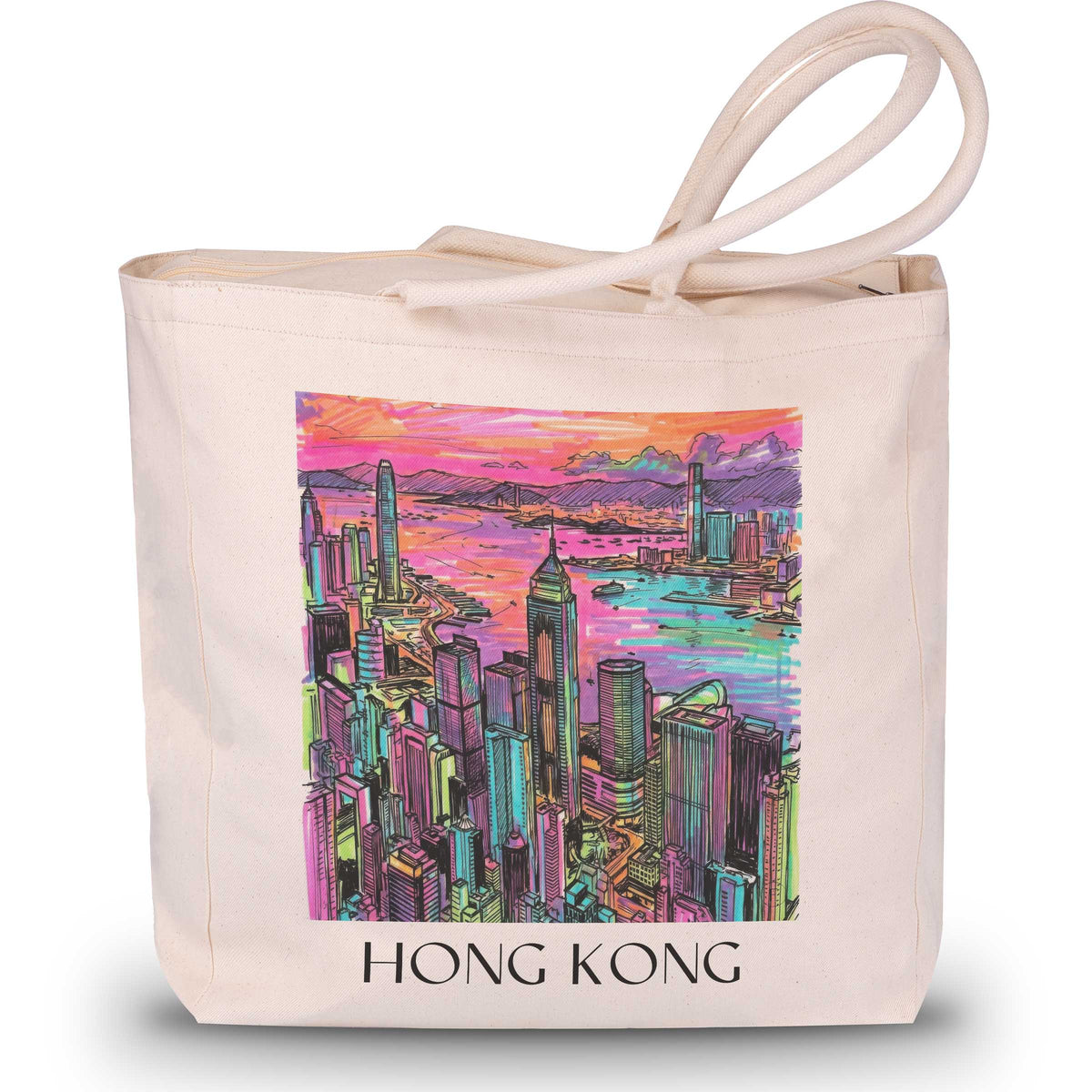 Hong Kong - China Tote Bag - Einkaufstasche im Tag Graffiti Stil - favplace