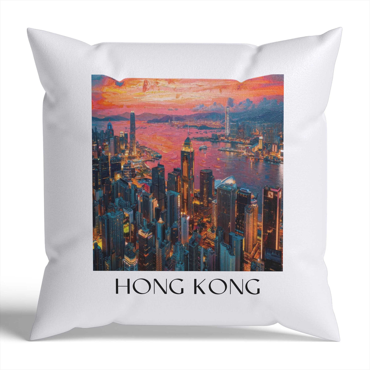 Hong Kong Kissenhülle - Zierkissen Bezug - China - China Kissen bzw. Kissenbezug im Ölgemälde Stil - favplace