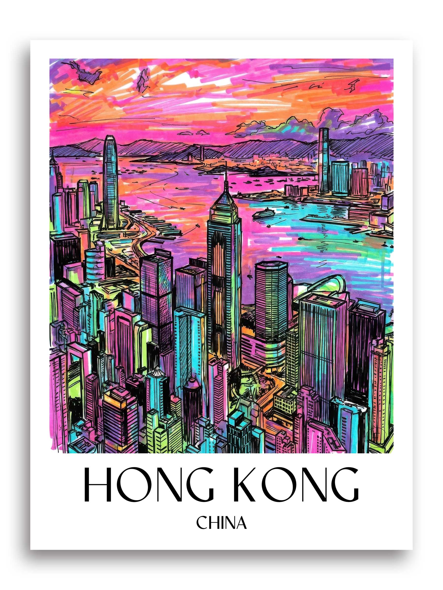Hong Kong Poster - - China Kunstdruck - Tag Graffiti von A4 bis A1 - favplace