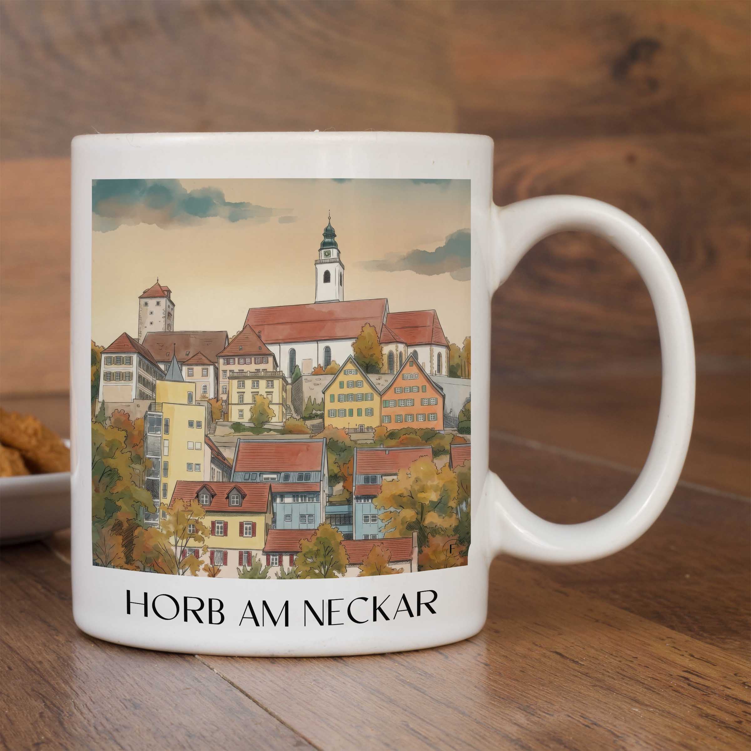 horb-am-neckar-neckartal-deutschland-kaffeebecher-aquarell