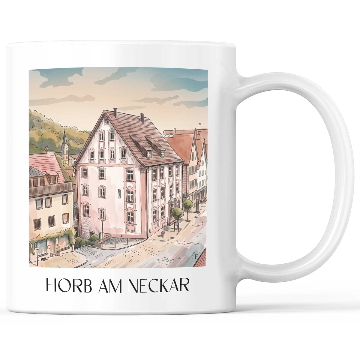 horb-am-neckar-nordschwarzwald-deutschland-kaffeebecher-aquarell