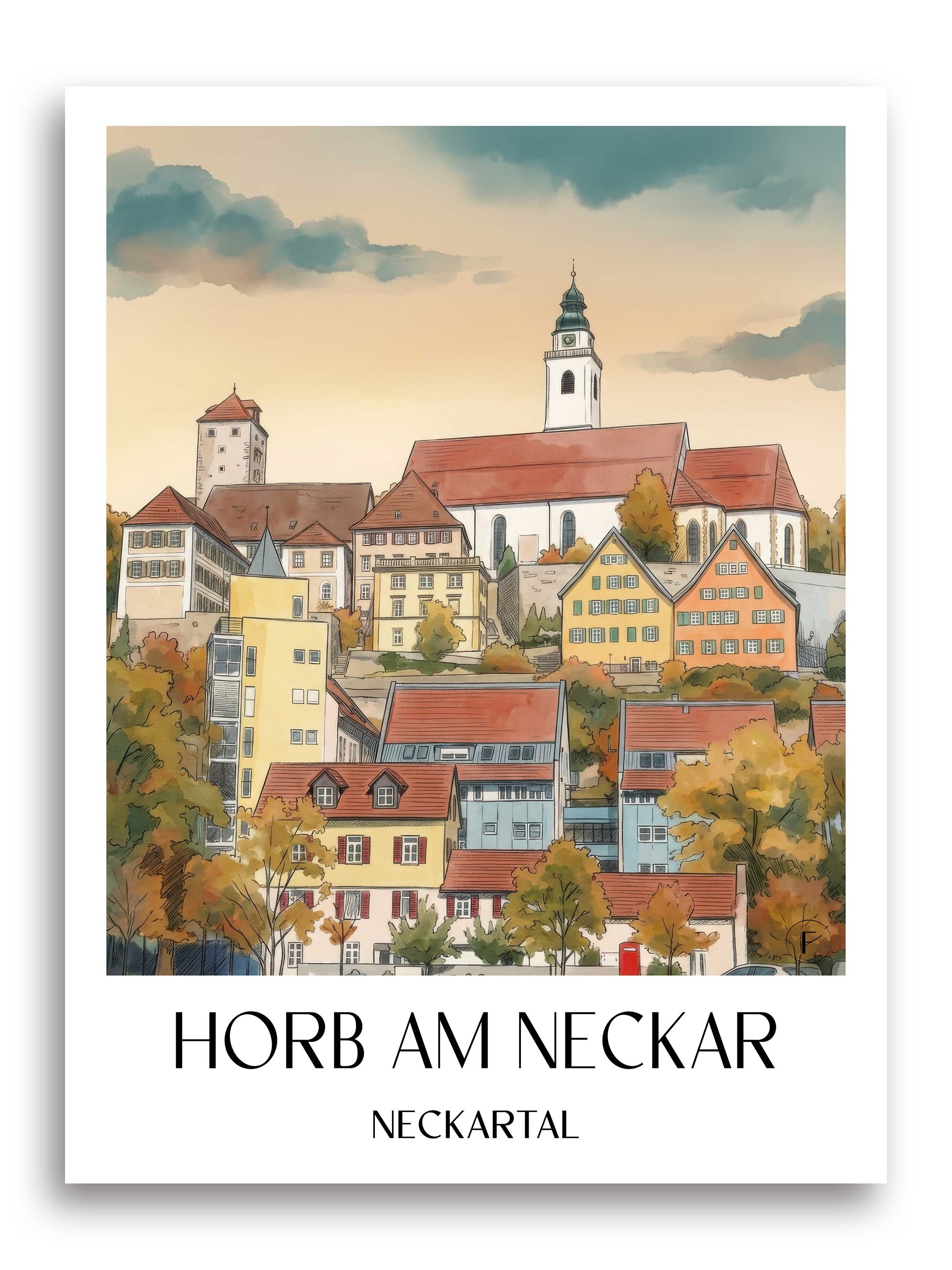 horb-am-neckar-neckartal-deutschland-poster-aquarell