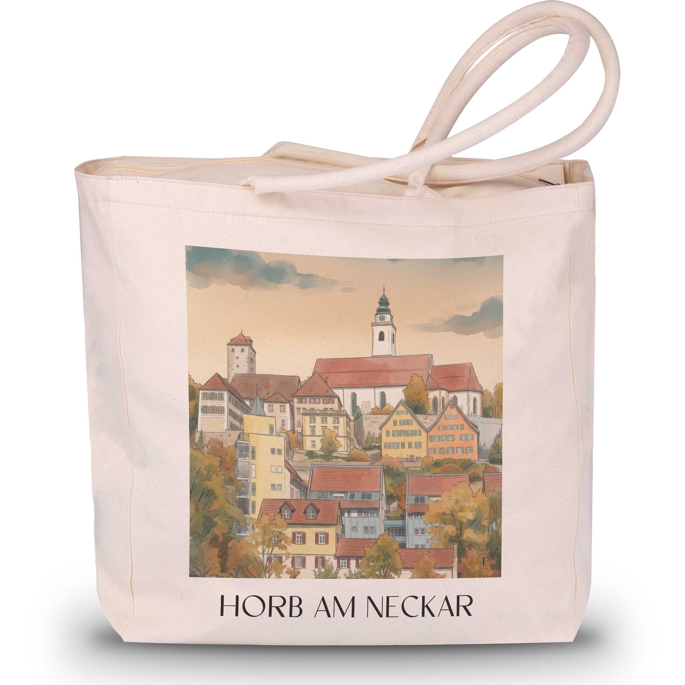 horb-am-neckar-neckartal-deutschland-einkaufstasche-aquarell