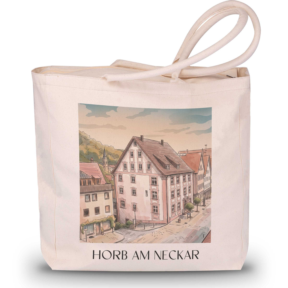 horb-am-neckar-nordschwarzwald-deutschland-einkaufstasche-aquarell